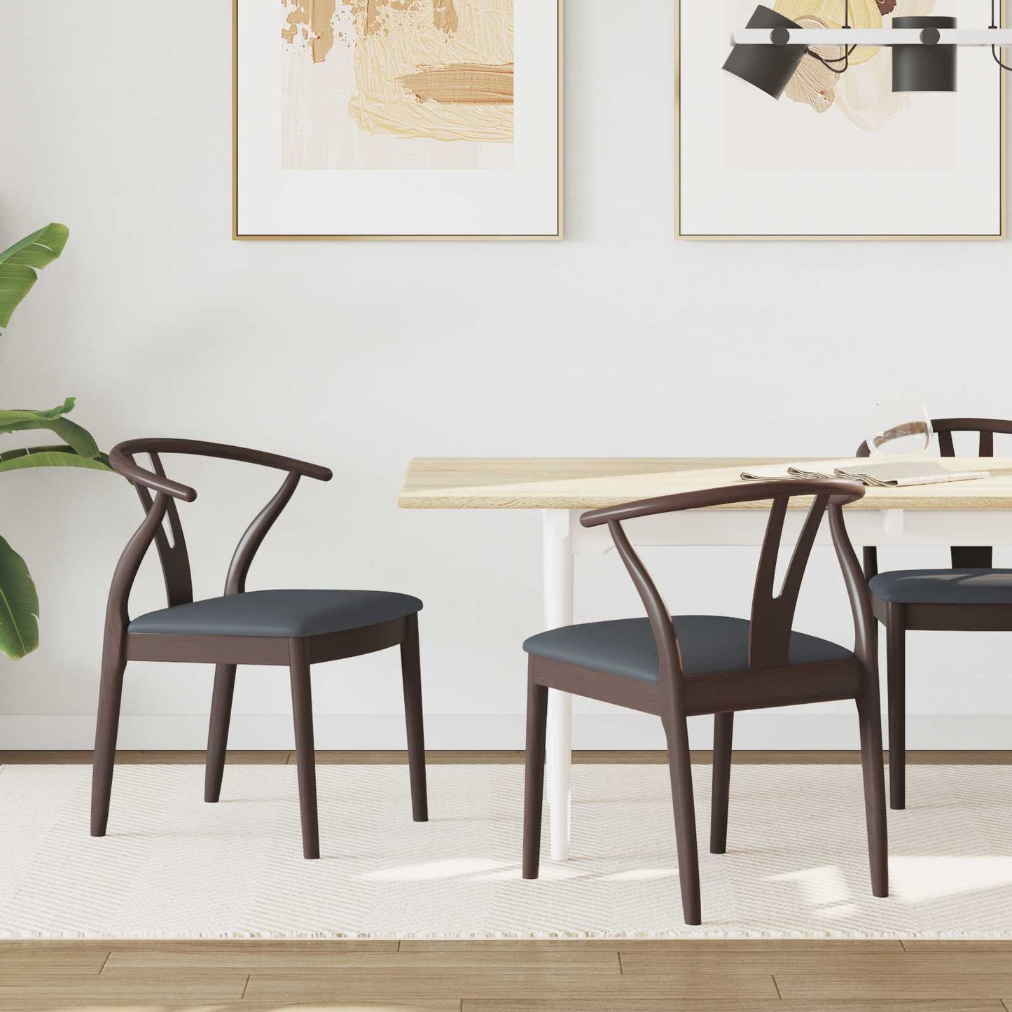 Eetkamerstoel 2 pcs Lichtbruin en Zwart Massief Rubberhout is nu te koop bij PeponiXL, paradijselijk wonen!