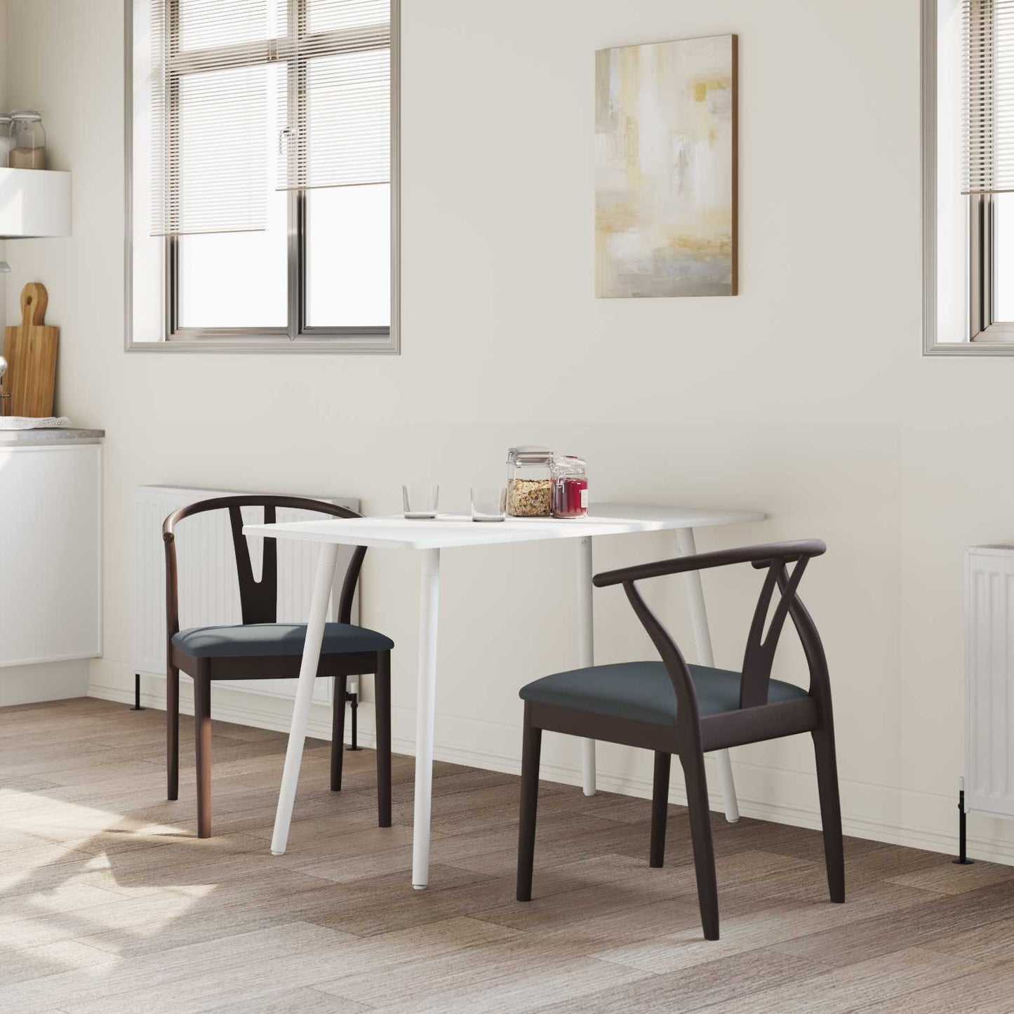 Eetkamerstoel 2 pcs Lichtbruin en Zwart Massief Rubberhout is nu te koop bij PeponiXL, paradijselijk wonen!