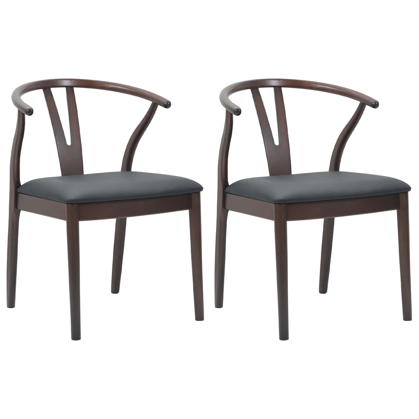 Eetkamerstoel 2 pcs Lichtbruin en Zwart Massief Rubberhout is nu te koop bij PeponiXL, paradijselijk wonen!