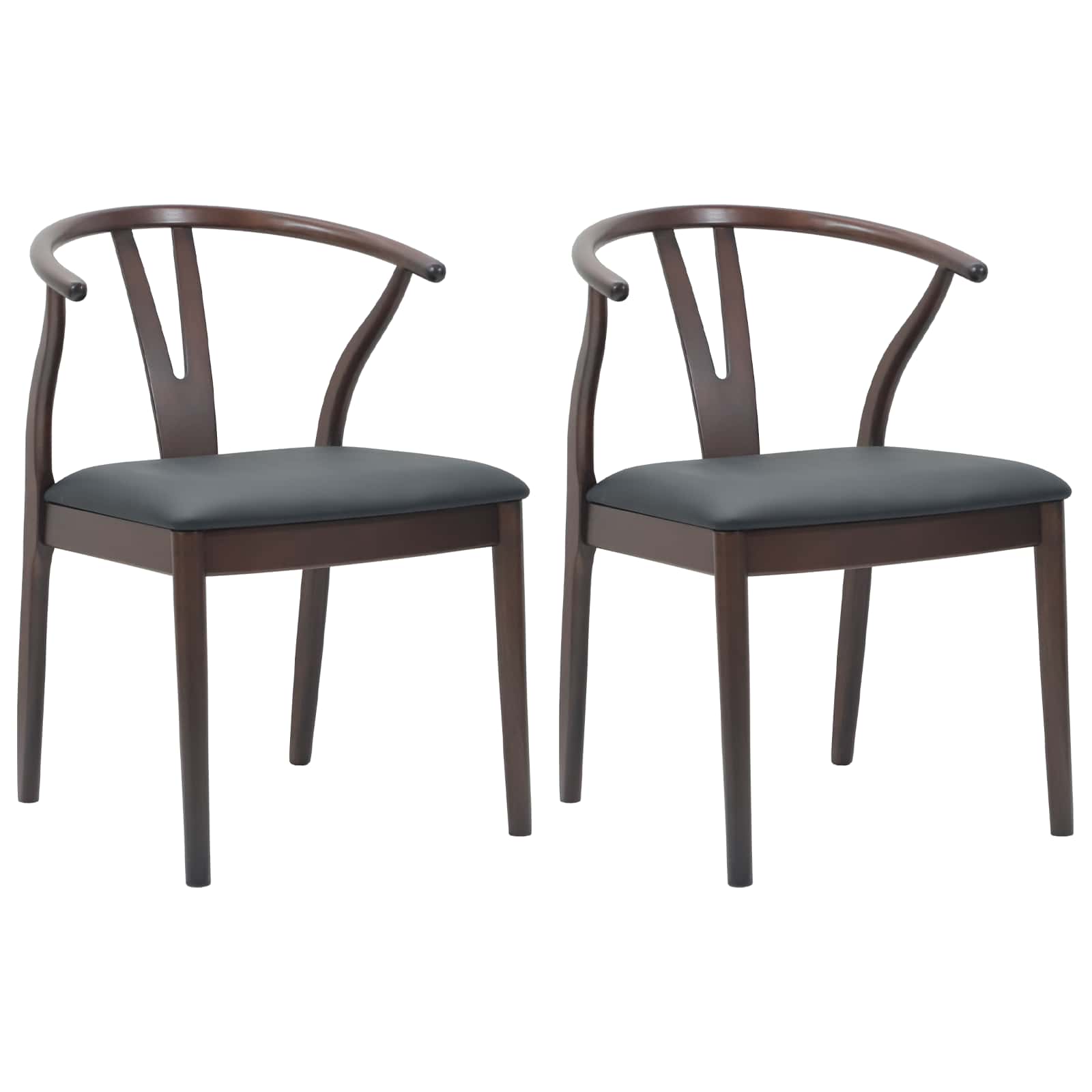 Eetkamerstoel 2 pcs Lichtbruin en Zwart Massief Rubberhout is nu te koop bij PeponiXL, paradijselijk wonen!