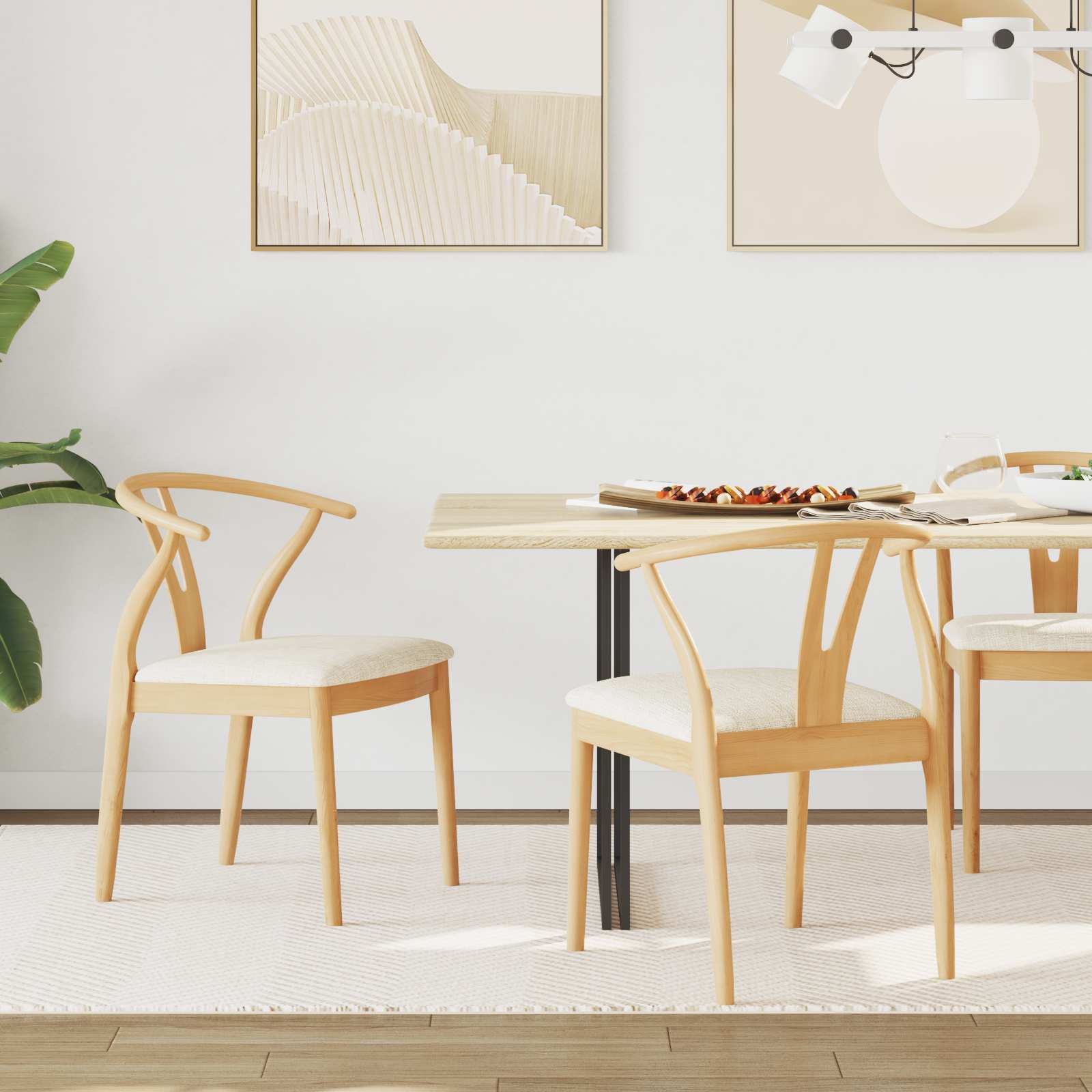 Eetkamerstoel 2 pcs Natuurlijk en Licht Massief Rubberhout is nu te koop bij PeponiXL, paradijselijk wonen!