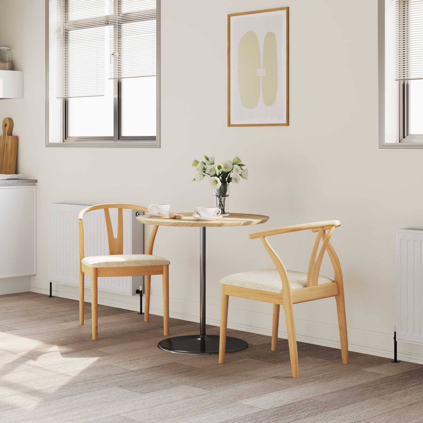 Eetkamerstoel 2 pcs Natuurlijk en Licht Massief Rubberhout is nu te koop bij PeponiXL, paradijselijk wonen!