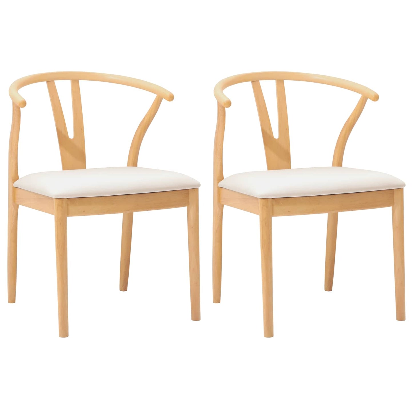 Eetkamerstoel 2 pcs Natuurlijk en Licht Massief Rubberhout is nu te koop bij PeponiXL, paradijselijk wonen!
