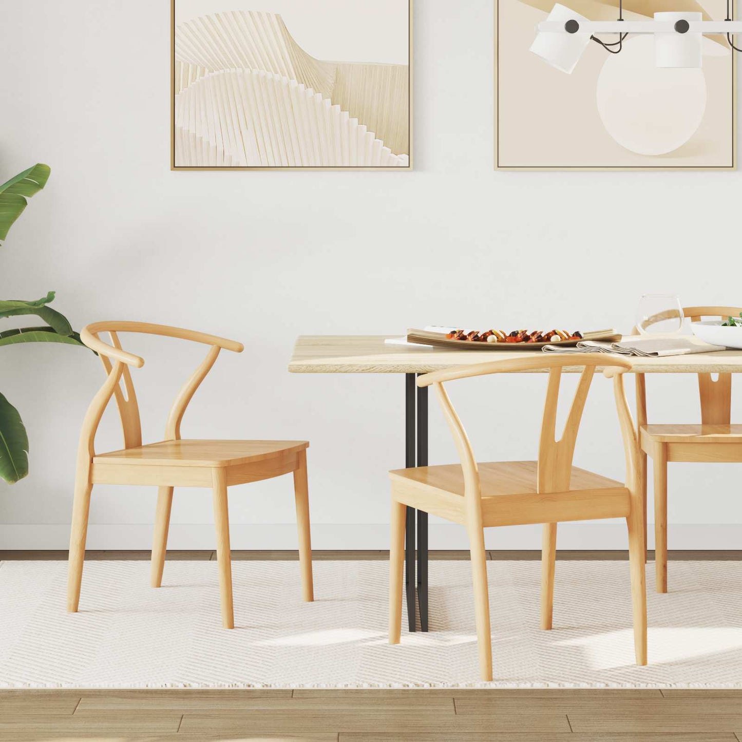 Eetkamerstoel 2 pcs Naturel Massief Rubberhout is nu te koop bij PeponiXL, paradijselijk wonen!