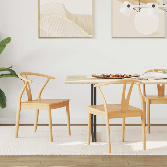 Eetkamerstoel 2 pcs Naturel Massief Rubberhout is nu te koop bij PeponiXL, paradijselijk wonen!