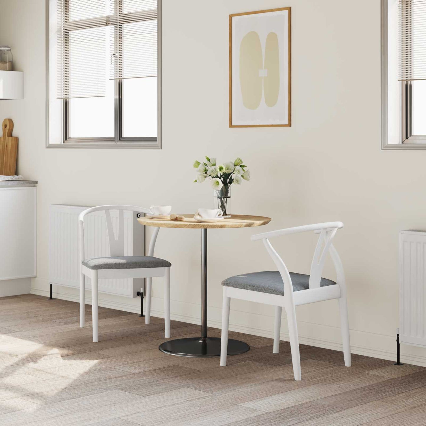 Eetkamerstoel 2 pcs Wit en Grijs Massief Rubberhout is nu te koop bij PeponiXL, paradijselijk wonen!