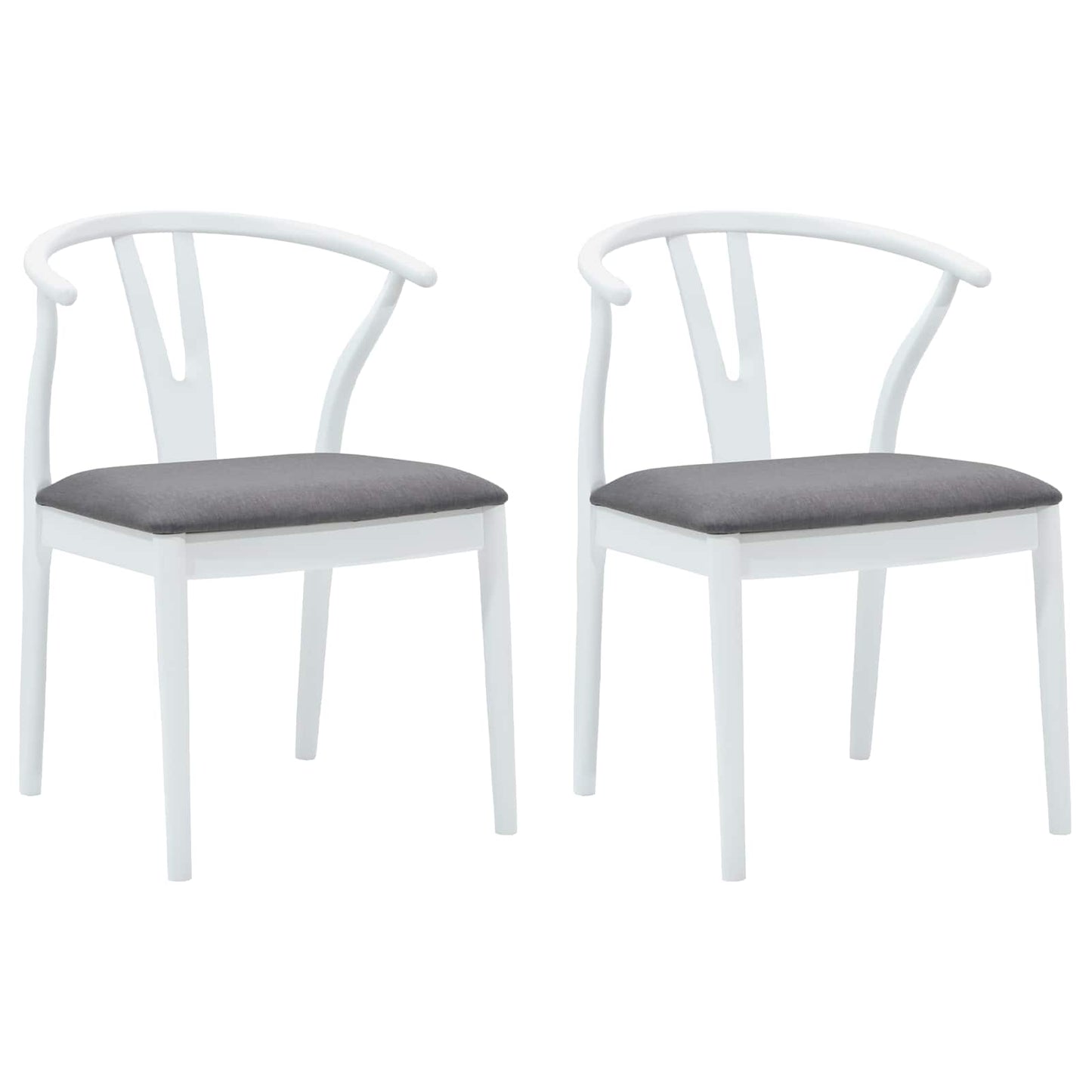 Eetkamerstoel 2 pcs Wit en Grijs Massief Rubberhout is nu te koop bij PeponiXL, paradijselijk wonen!