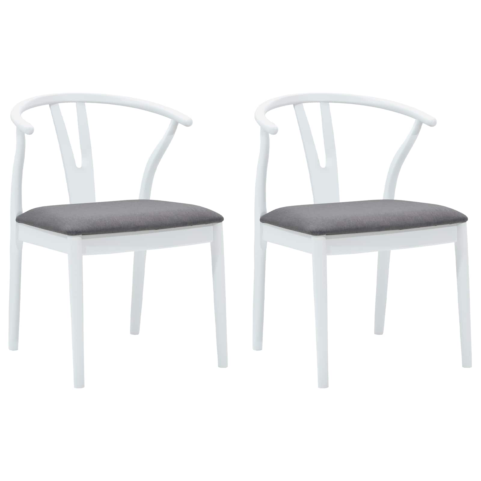 Eetkamerstoel 2 pcs Wit en Grijs Massief Rubberhout is nu te koop bij PeponiXL, paradijselijk wonen!