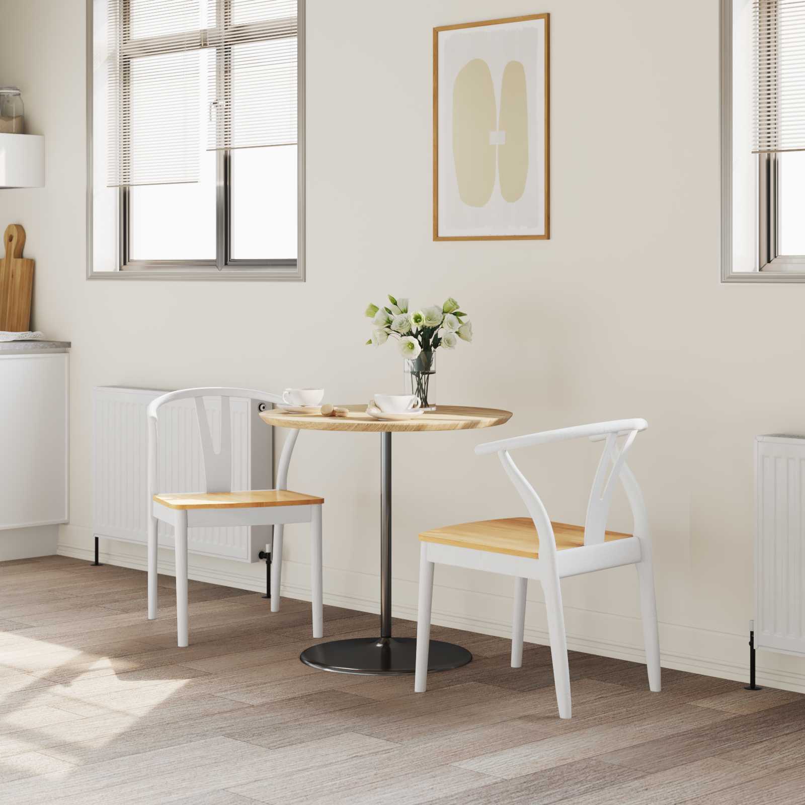 Eetkamerstoel 2 pcs Wit en Natuurlijk Massief Rubberhout is nu te koop bij PeponiXL, paradijselijk wonen!