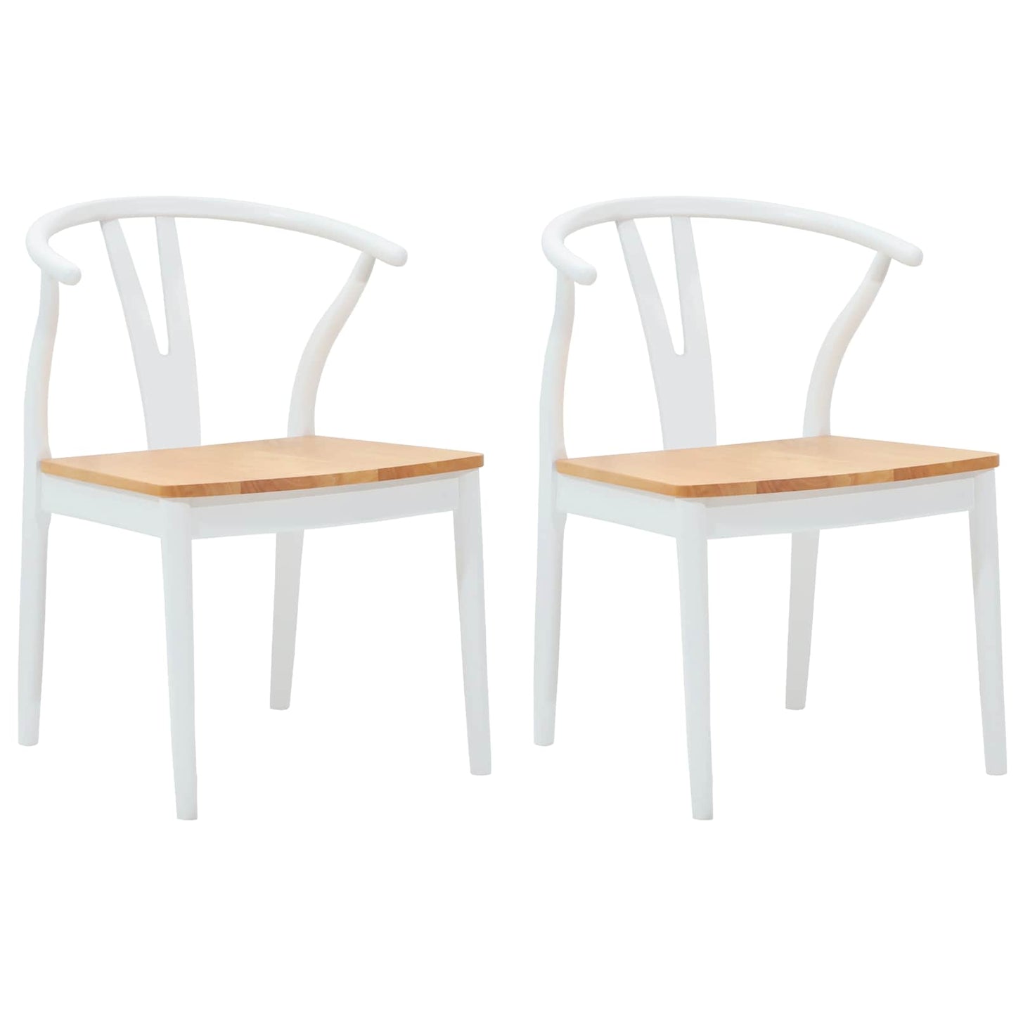 Eetkamerstoel 2 pcs Wit en Natuurlijk Massief Rubberhout is nu te koop bij PeponiXL, paradijselijk wonen!