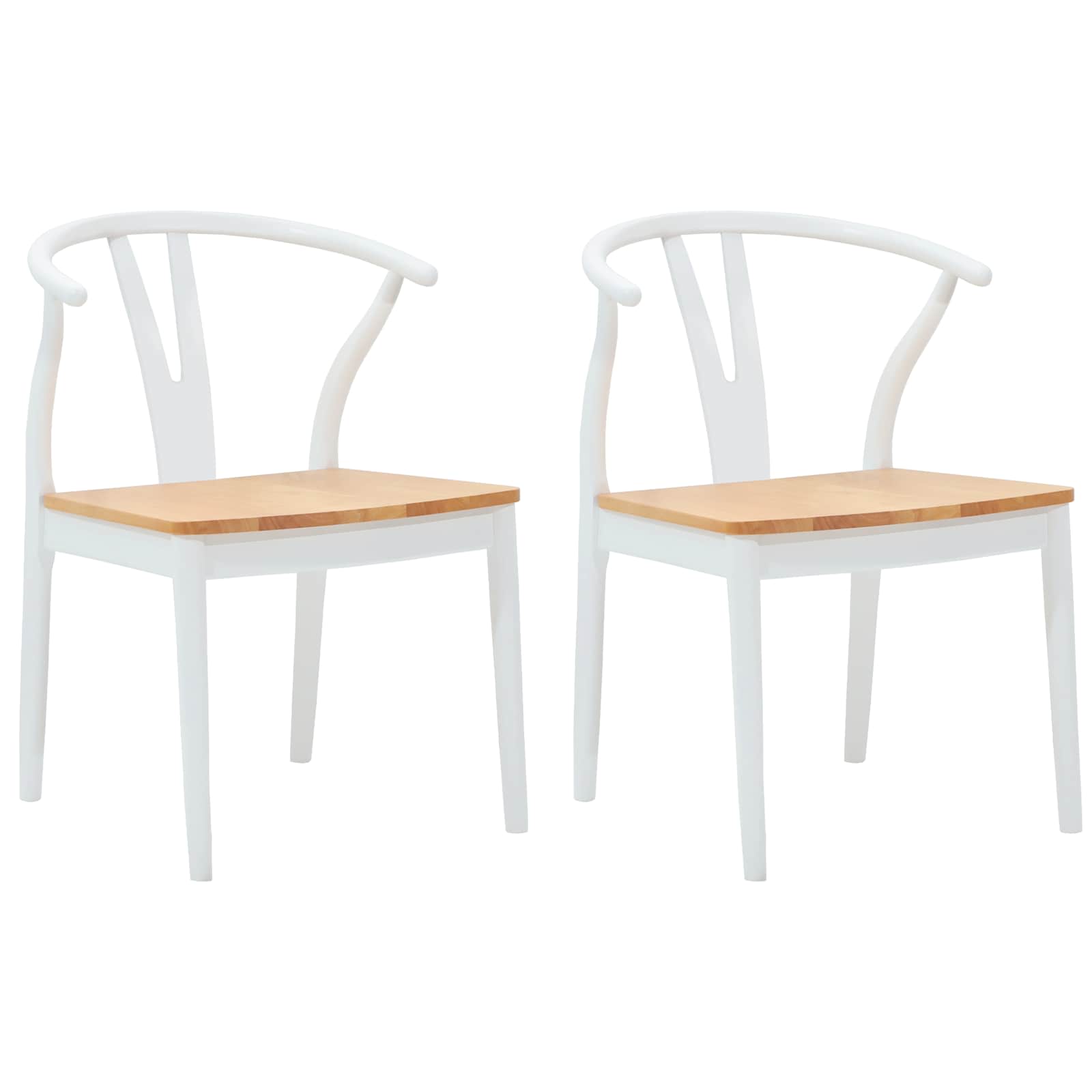 Eetkamerstoel 2 pcs Wit en Natuurlijk Massief Rubberhout is nu te koop bij PeponiXL, paradijselijk wonen!