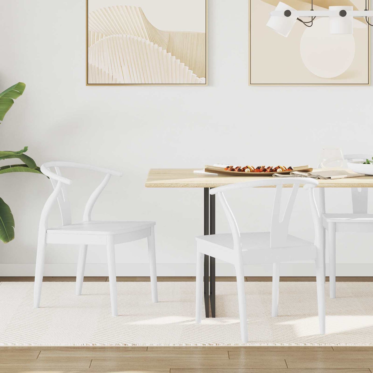 Eetkamerstoel 2 pcs Wit en Wit Massief Rubberhout is nu te koop bij PeponiXL, paradijselijk wonen!