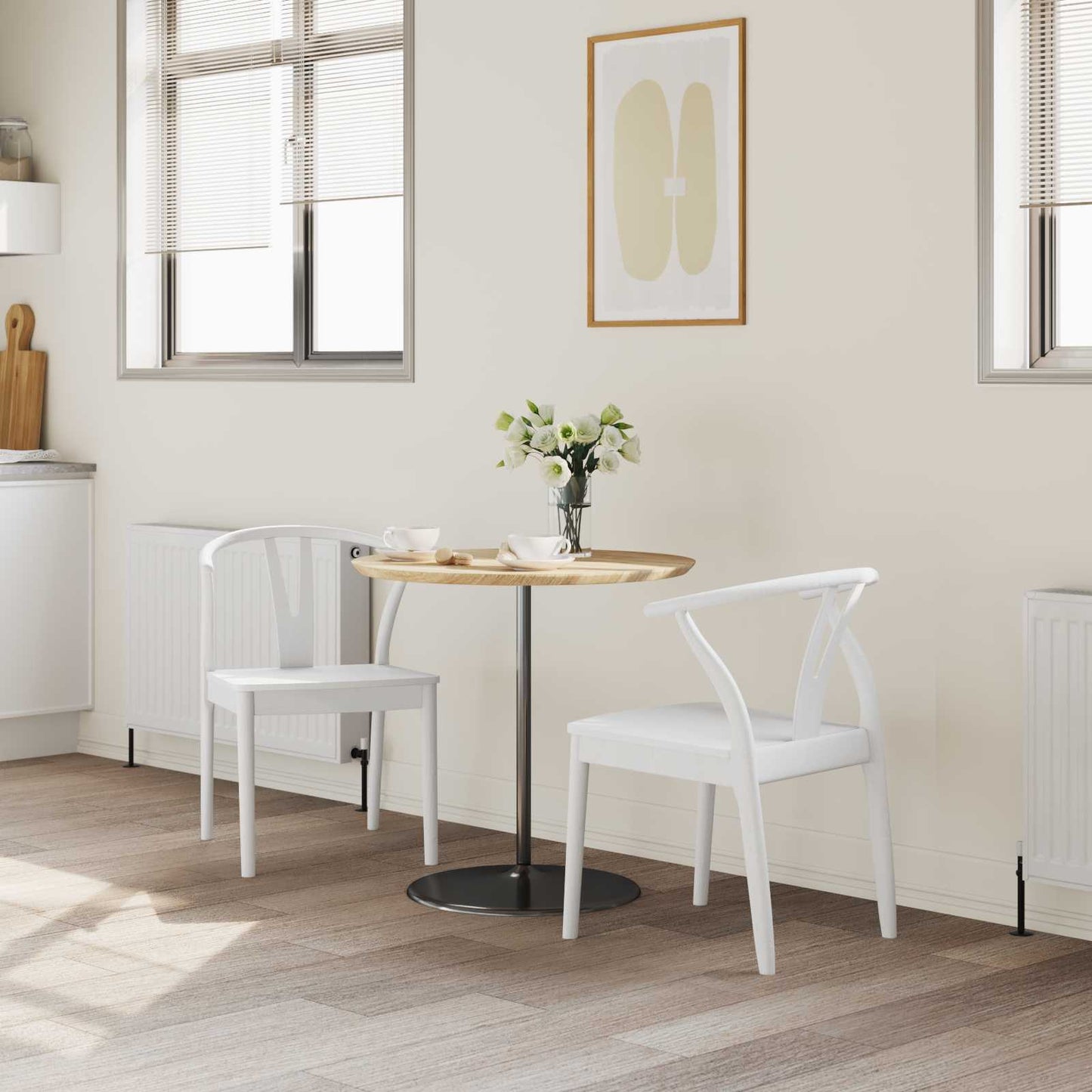 Eetkamerstoel 2 pcs Wit en Wit Massief Rubberhout is nu te koop bij PeponiXL, paradijselijk wonen!