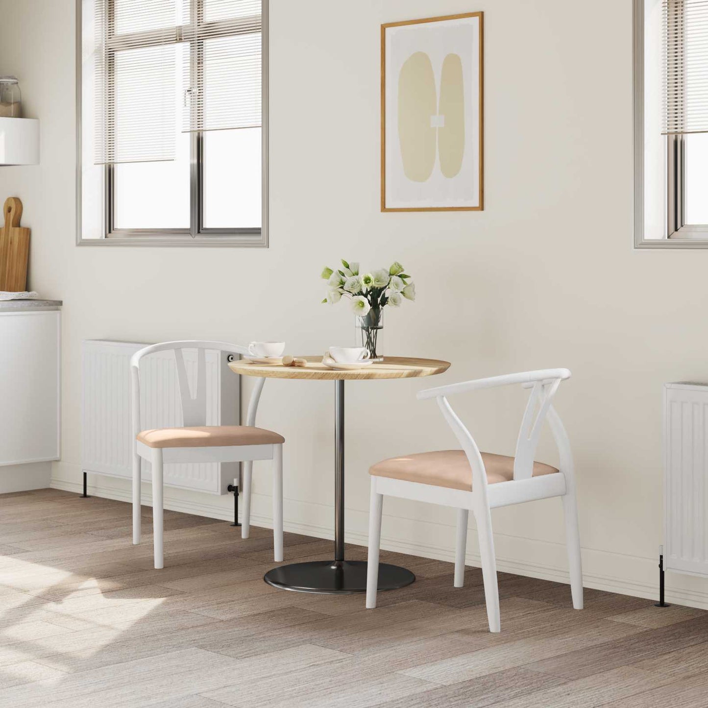 Eetkamerstoel 2 pcs Wit en Bruin Massief Rubberhout is nu te koop bij PeponiXL, paradijselijk wonen!