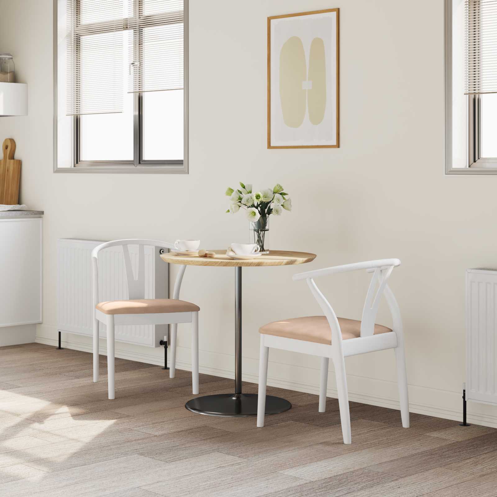 Eetkamerstoel 2 pcs Wit en Bruin Massief Rubberhout is nu te koop bij PeponiXL, paradijselijk wonen!