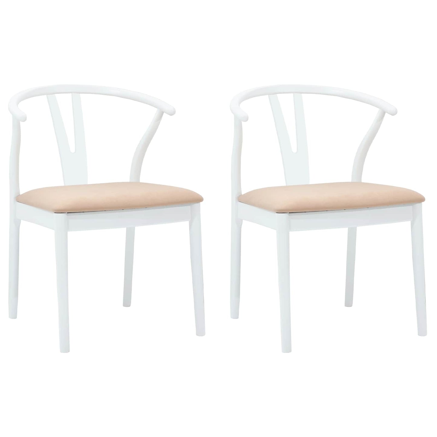 Eetkamerstoel 2 pcs Wit en Bruin Massief Rubberhout is nu te koop bij PeponiXL, paradijselijk wonen!