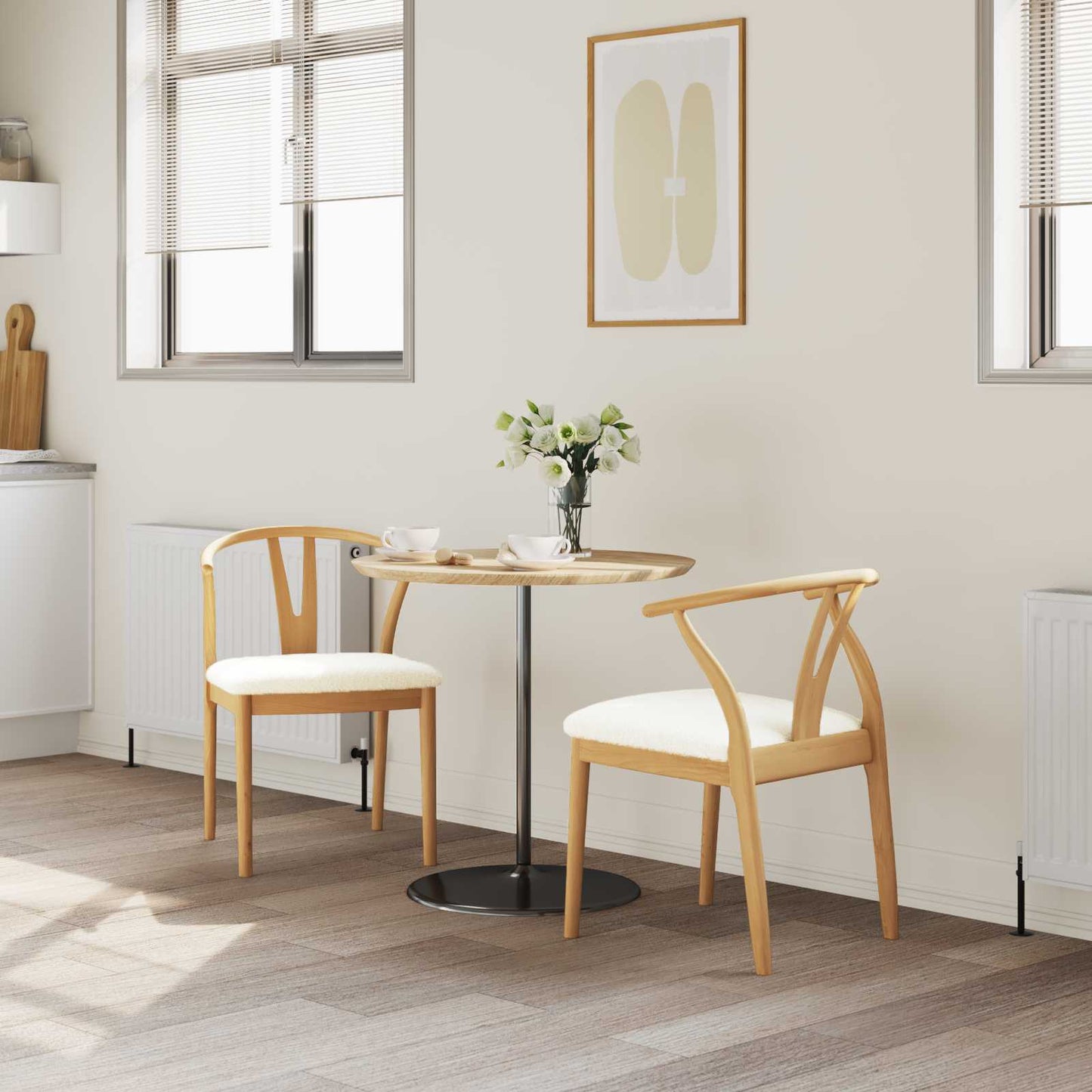 Eetkamerstoel 2 pcs Natuurlijk en Licht Massief Rubberhout is nu te koop bij PeponiXL, paradijselijk wonen!