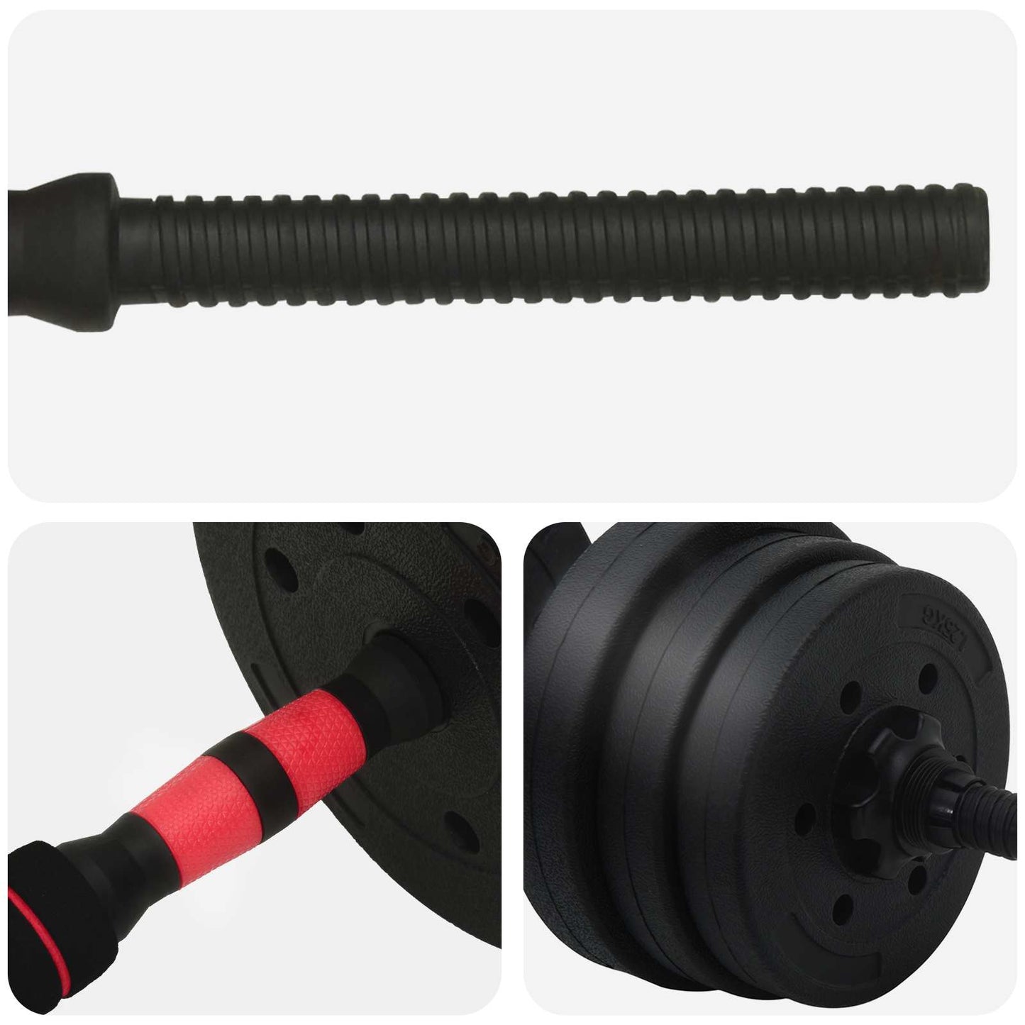 2-in-1 Halter-Barbell Set 20 kg Zwart en Rood is nu te koop bij PeponiXL, paradijselijk wonen!
