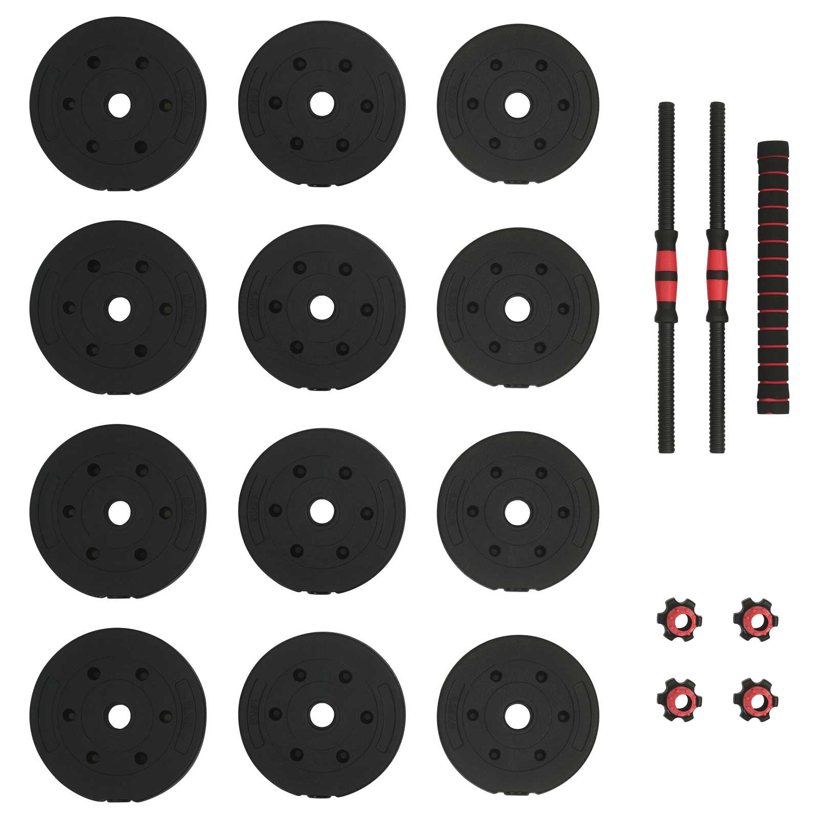 2-in-1 Halter-Barbell Set 20 kg Zwart en Rood is nu te koop bij PeponiXL, paradijselijk wonen!