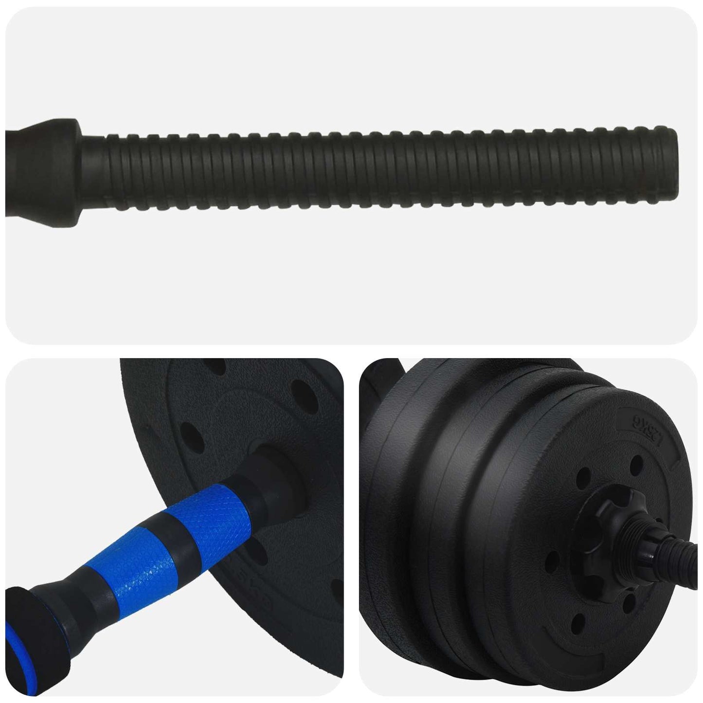 2-in-1 Halter-Barbell Set 20 kg Zwart en Blauw is nu te koop bij PeponiXL, paradijselijk wonen!