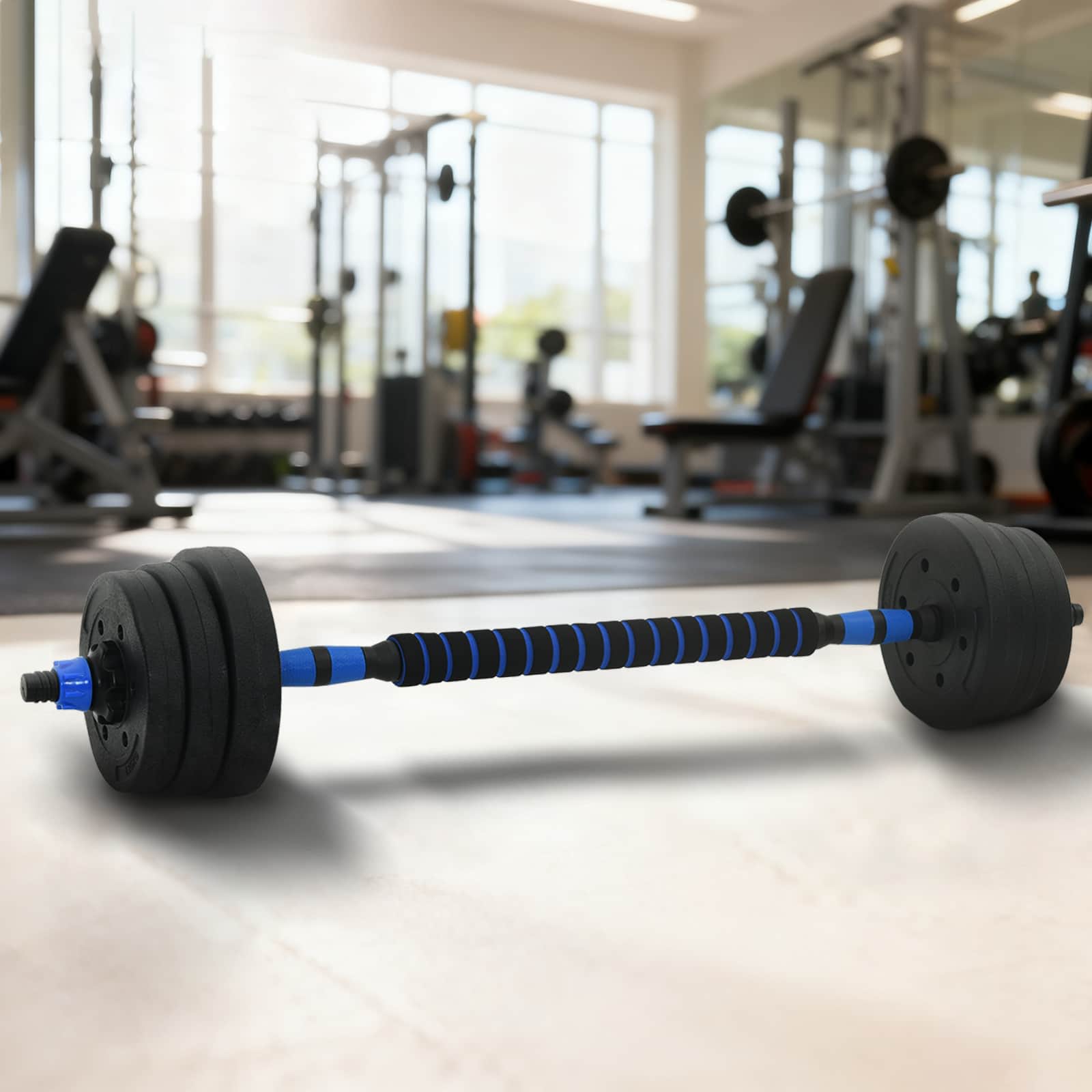 2-in-1 Halter-Barbell Set 20 kg Zwart en Blauw is nu te koop bij PeponiXL, paradijselijk wonen!