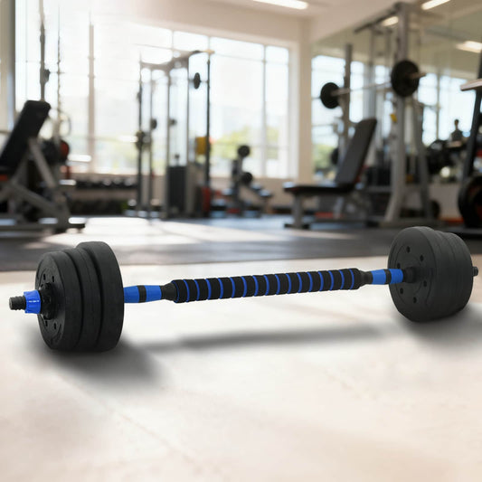 2-in-1 Halter-Barbell Set 20 kg Zwart en Blauw is nu te koop bij PeponiXL, paradijselijk wonen!