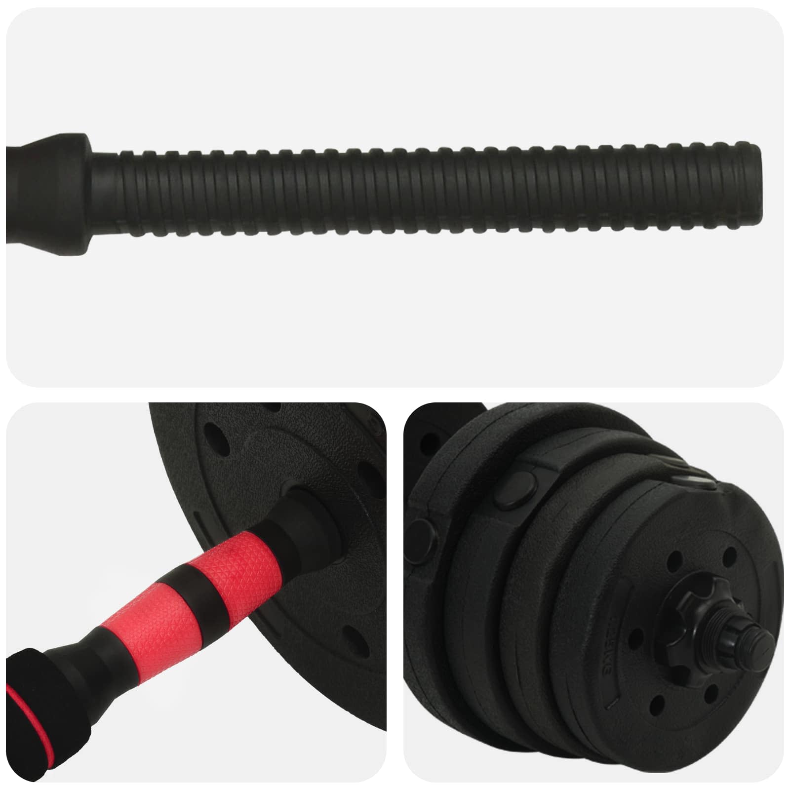 2-in-1 Halter-Barbell Set 30 kg Zwart en Rood is nu te koop bij PeponiXL, paradijselijk wonen!