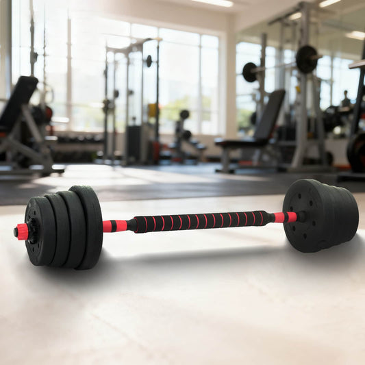 2-in-1 Halter-Barbell Set 30 kg Zwart en Rood is nu te koop bij PeponiXL, paradijselijk wonen!