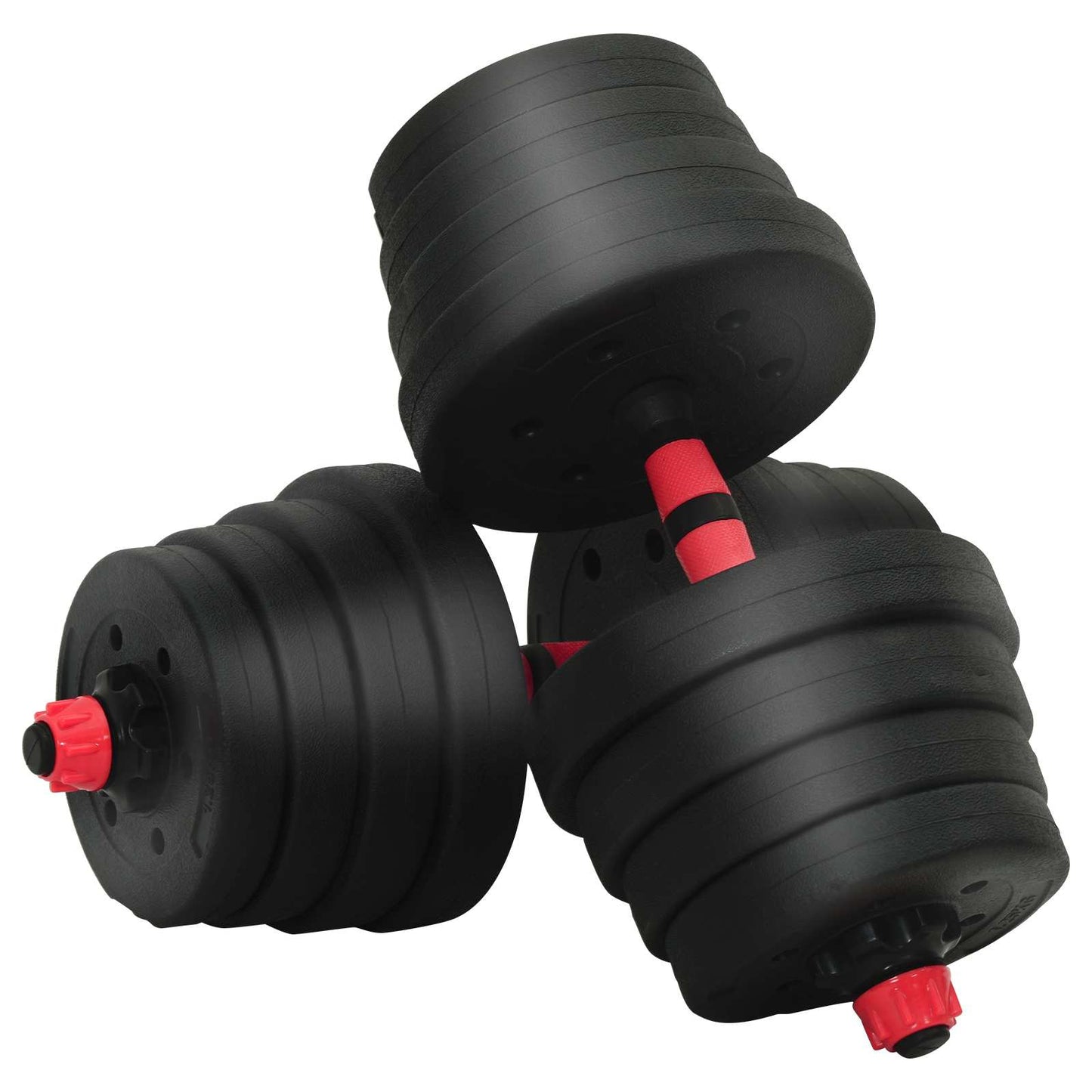 2-in-1 Halter-Barbell Set 30 kg Zwart en Rood is nu te koop bij PeponiXL, paradijselijk wonen!