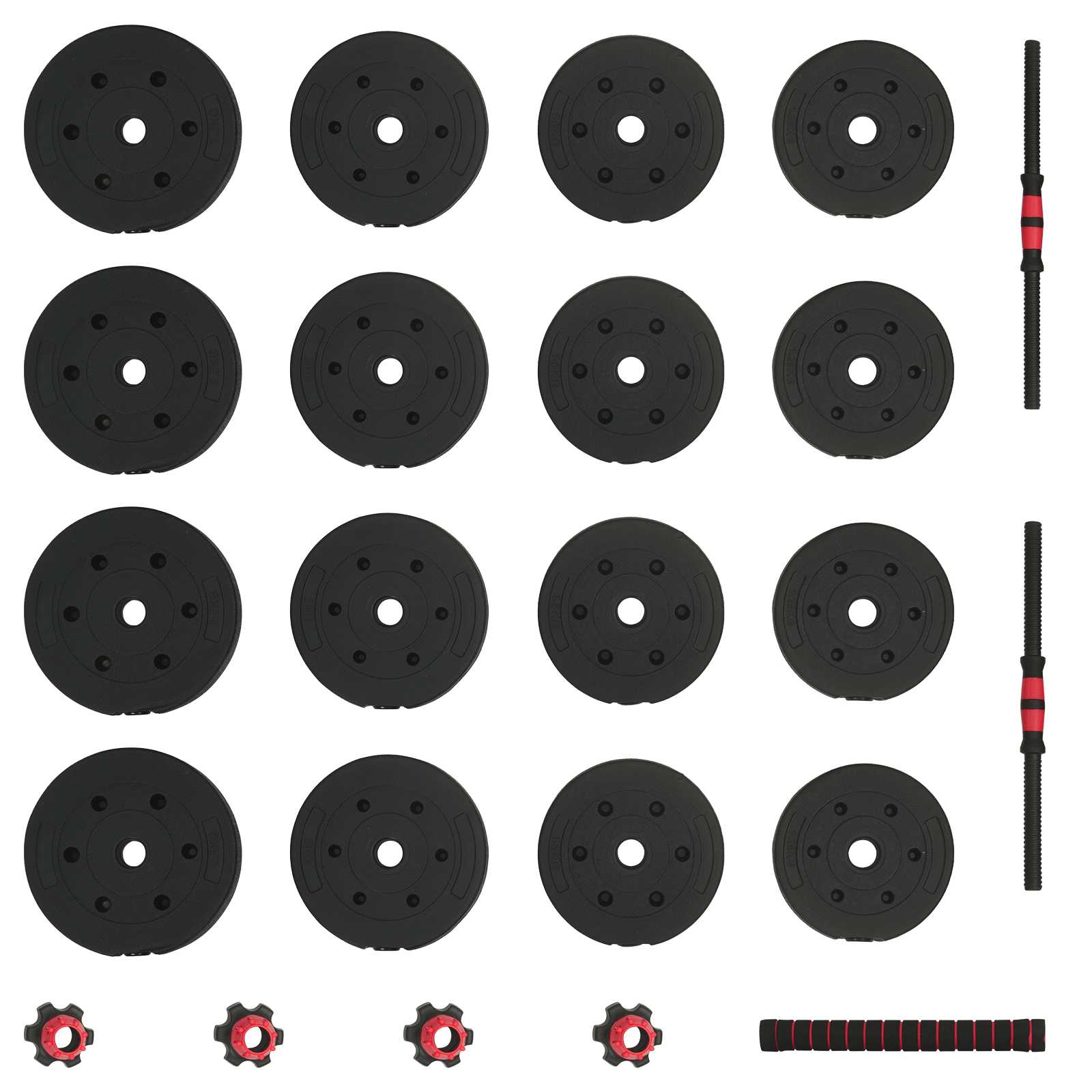 2-in-1 Halter-Barbell Set 30 kg Zwart en Rood is nu te koop bij PeponiXL, paradijselijk wonen!