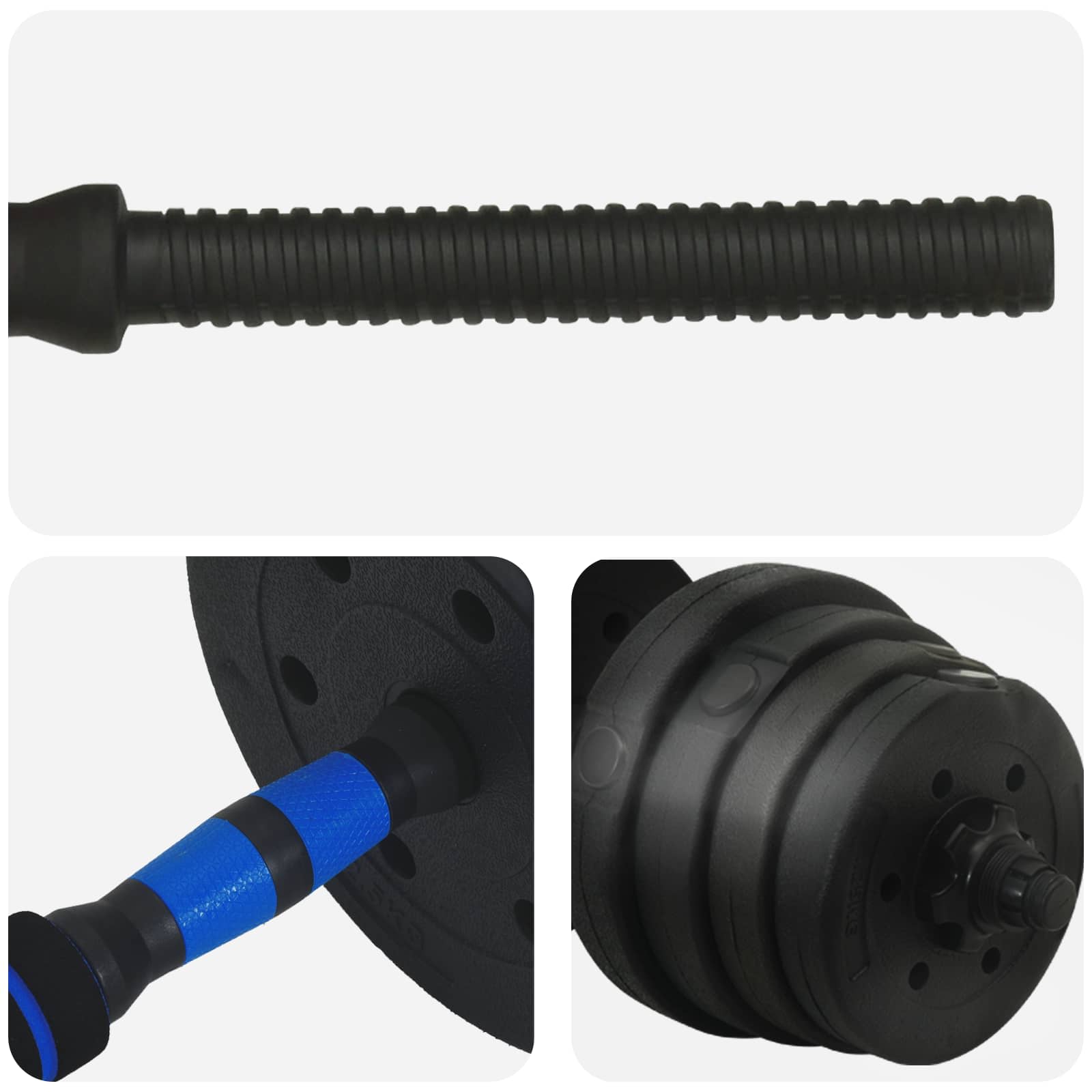 2-in-1 Halter-Barbell Set 30 kg Zwart en Blauw is nu te koop bij PeponiXL, paradijselijk wonen!