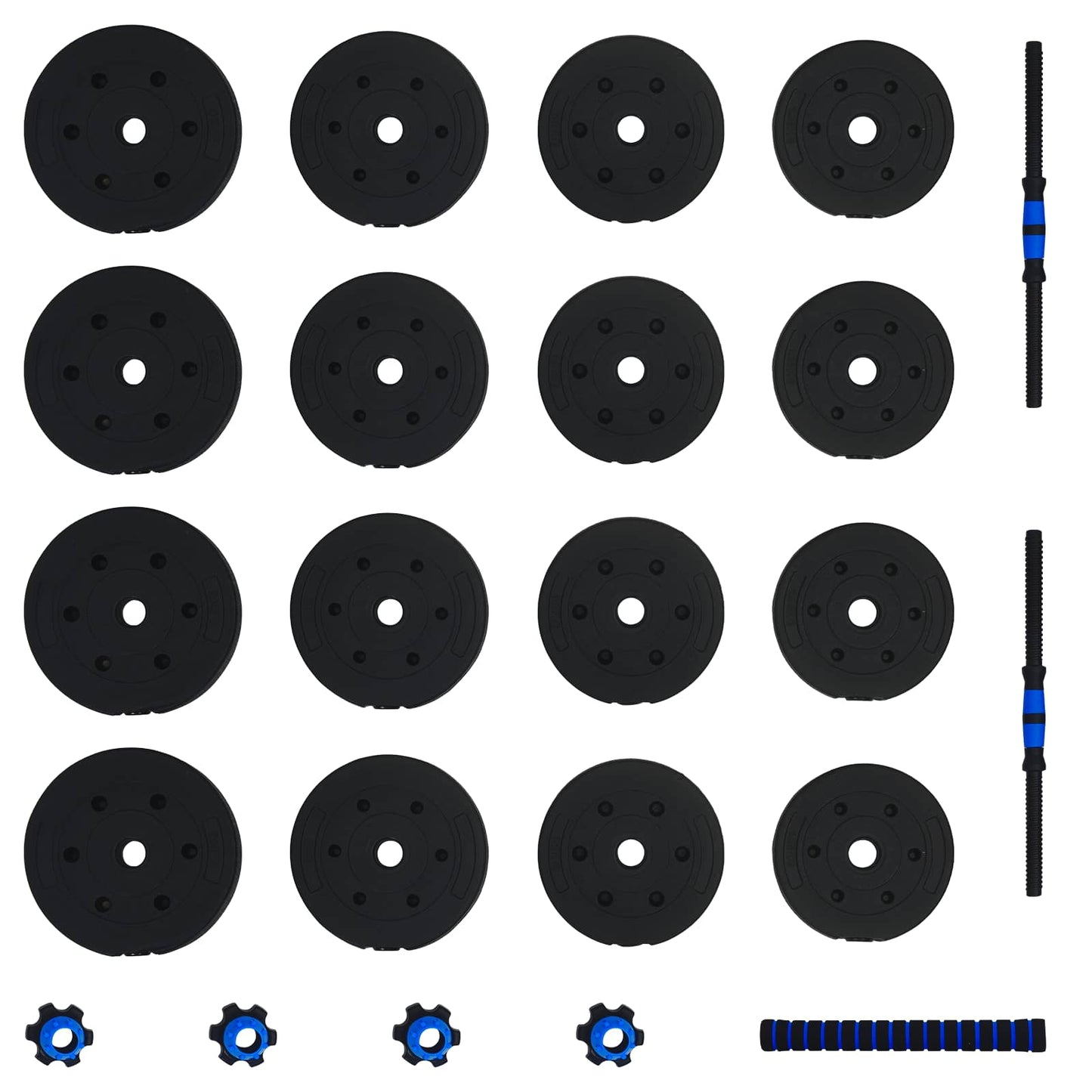 2-in-1 Halter-Barbell Set 30 kg Zwart en Blauw is nu te koop bij PeponiXL, paradijselijk wonen!