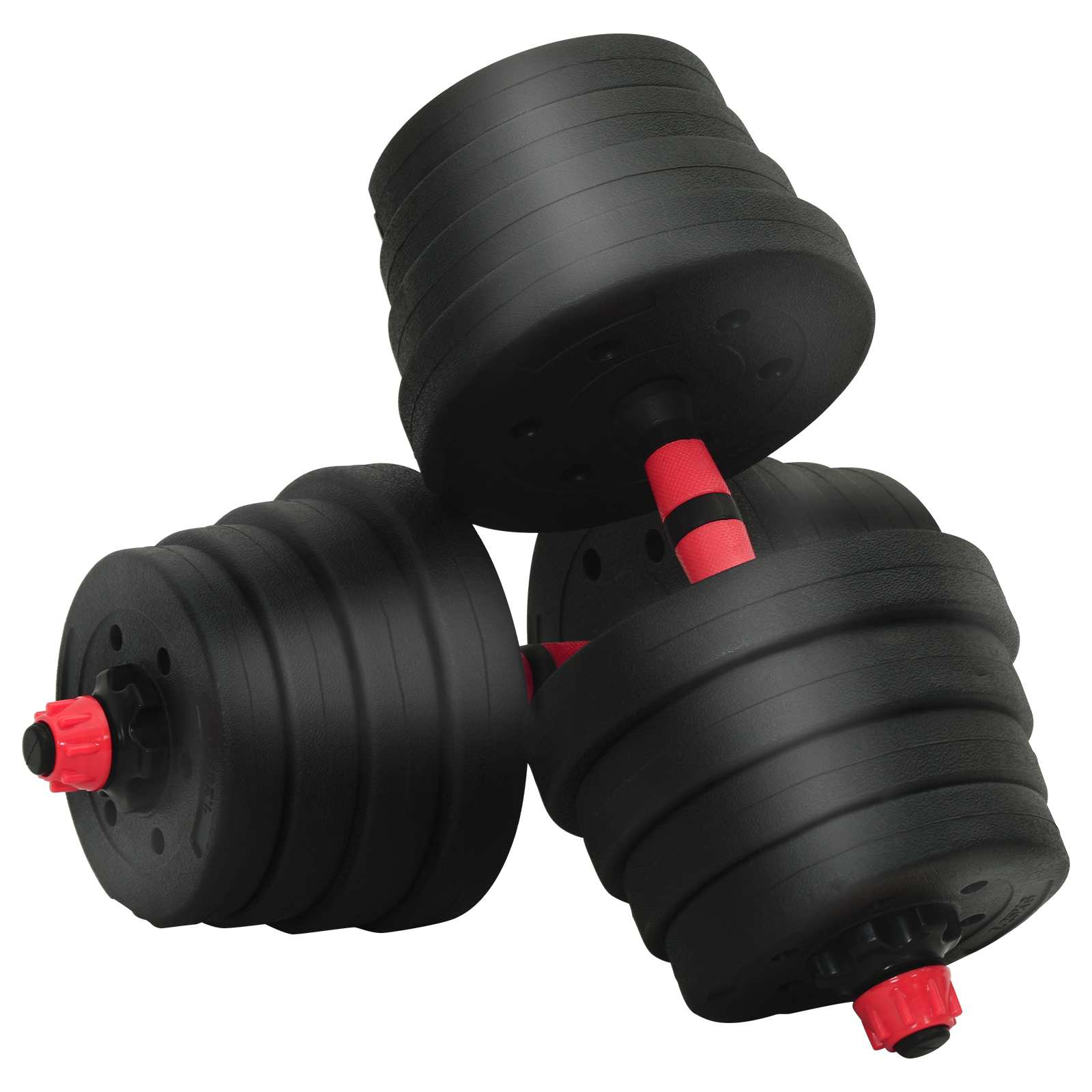 4-in-1 Dumbbell Barbell Kettlebell Set 30 kg Zwart en Rood is nu te koop bij PeponiXL, paradijselijk wonen!
