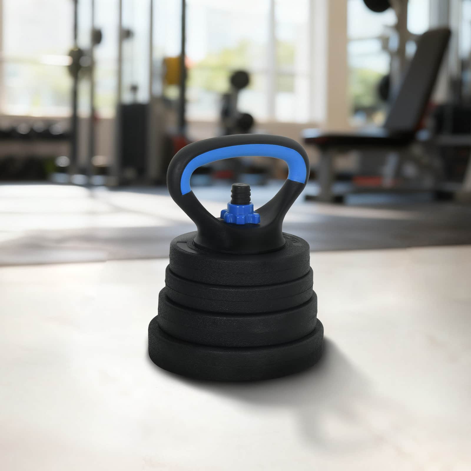 4-in-1 Dumbbell Barbell Kettlebell Set 30 kg Zwart en Blauw is nu te koop bij PeponiXL, paradijselijk wonen!