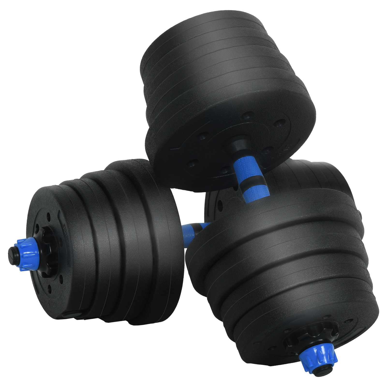 4-in-1 Dumbbell Barbell Kettlebell Set 30 kg Zwart en Blauw is nu te koop bij PeponiXL, paradijselijk wonen!