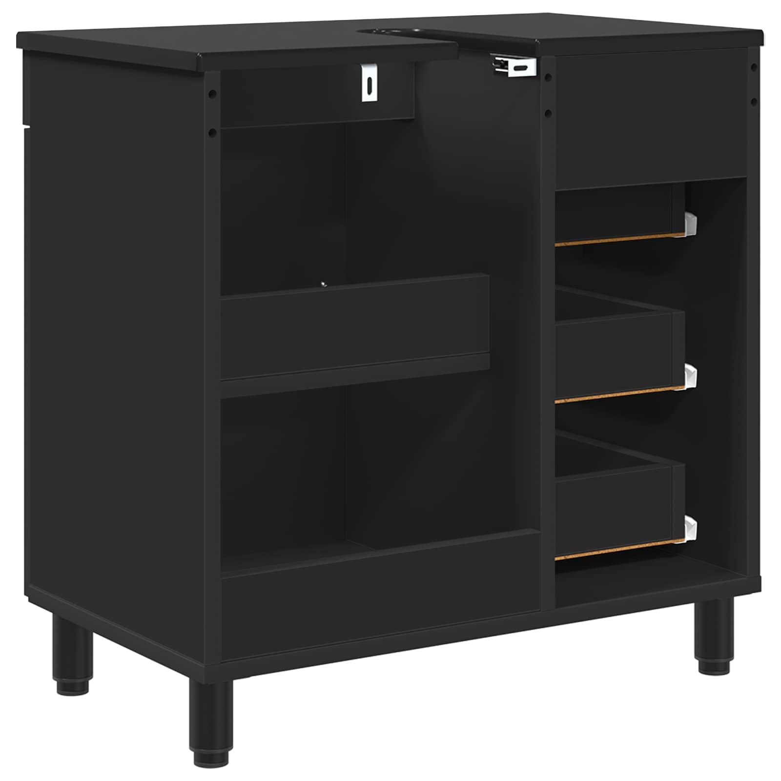 Badkamermeubel met Wasbak met lade Zwart 60 x 35 x 60 cm is nu te koop bij PeponiXL, paradijselijk wonen!