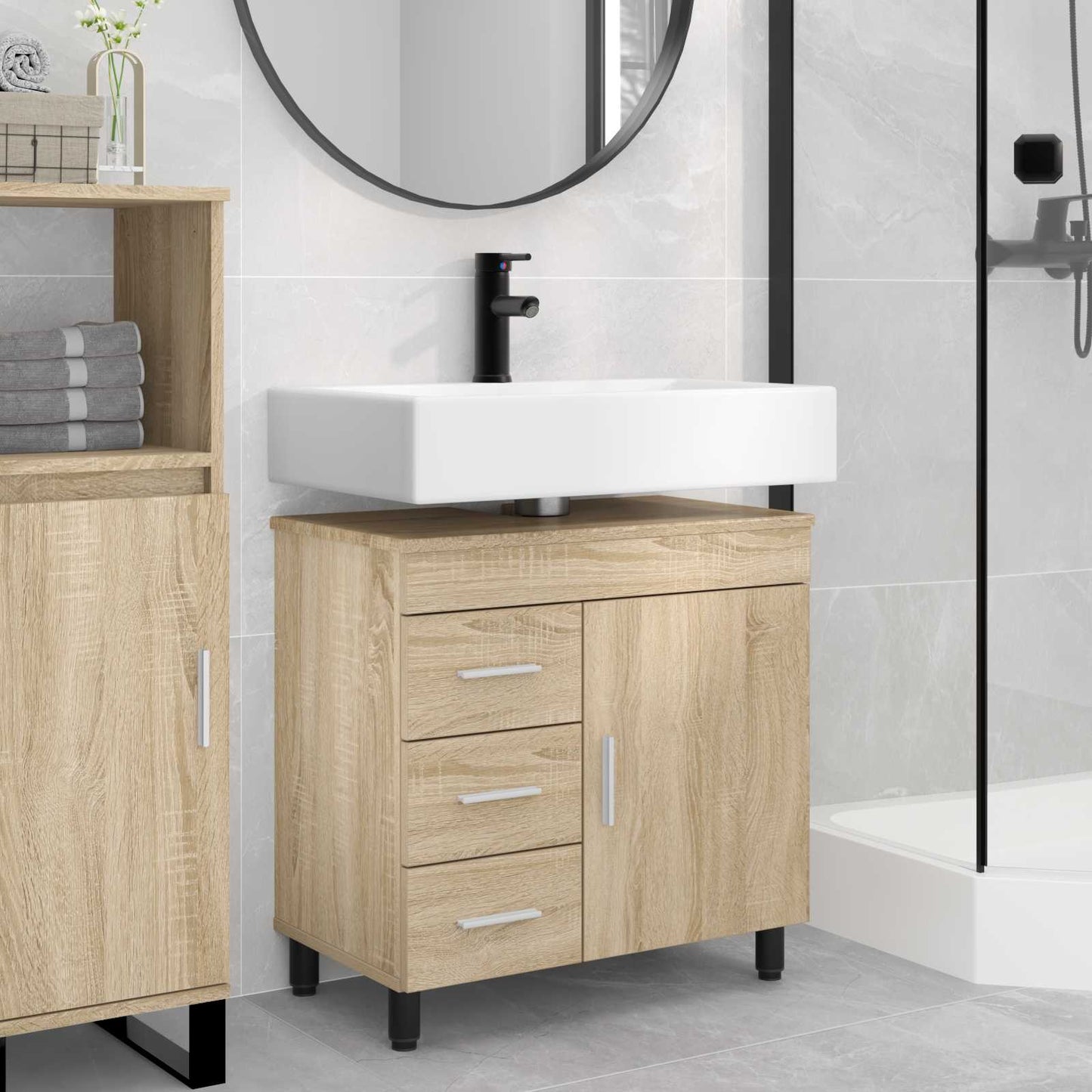 Badkamer Waskom Sonoma Eiken 60 x 35 x 60 cm Bewerkt hout is nu te koop bij PeponiXL, paradijselijk wonen!