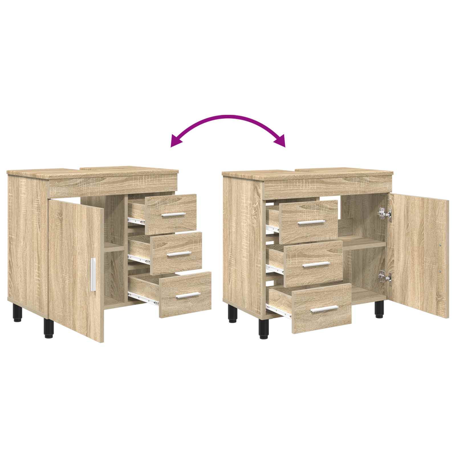 Badkamer Waskom Sonoma Eiken 60 x 35 x 60 cm Bewerkt hout is nu te koop bij PeponiXL, paradijselijk wonen!