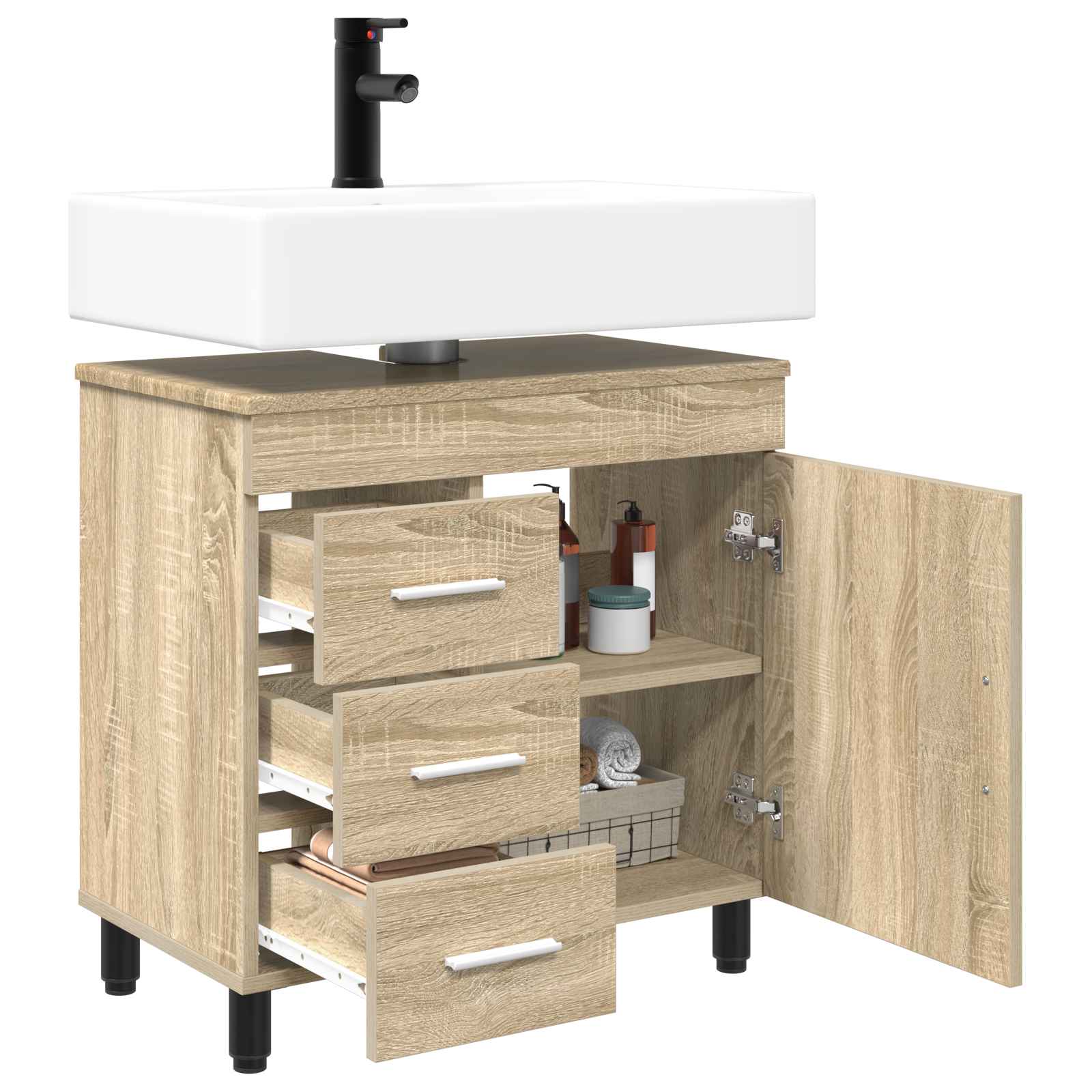 Badkamer Waskom Sonoma Eiken 60 x 35 x 60 cm Bewerkt hout is nu te koop bij PeponiXL, paradijselijk wonen!
