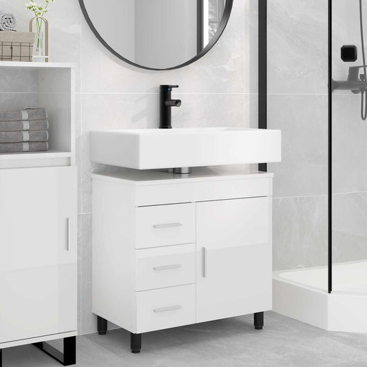 Badkamer Waskom Hoogglans Wit 60 x 35 x 60 cm Bewerkt hout is nu te koop bij PeponiXL, paradijselijk wonen!