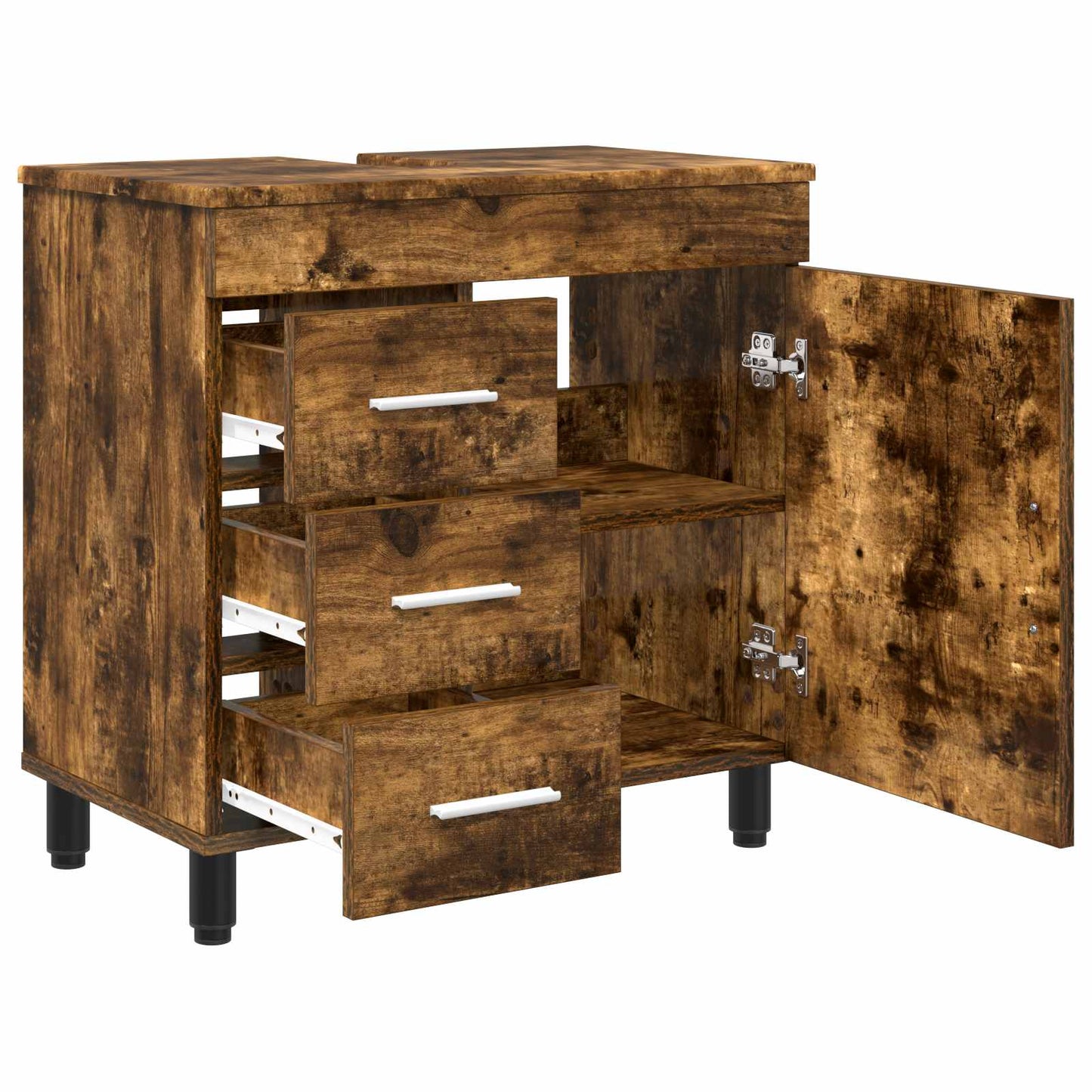 Badkamer Waskom Gerookt eiken 60 x 35 x 60 cm Bewerkt hout is nu te koop bij PeponiXL, paradijselijk wonen!
