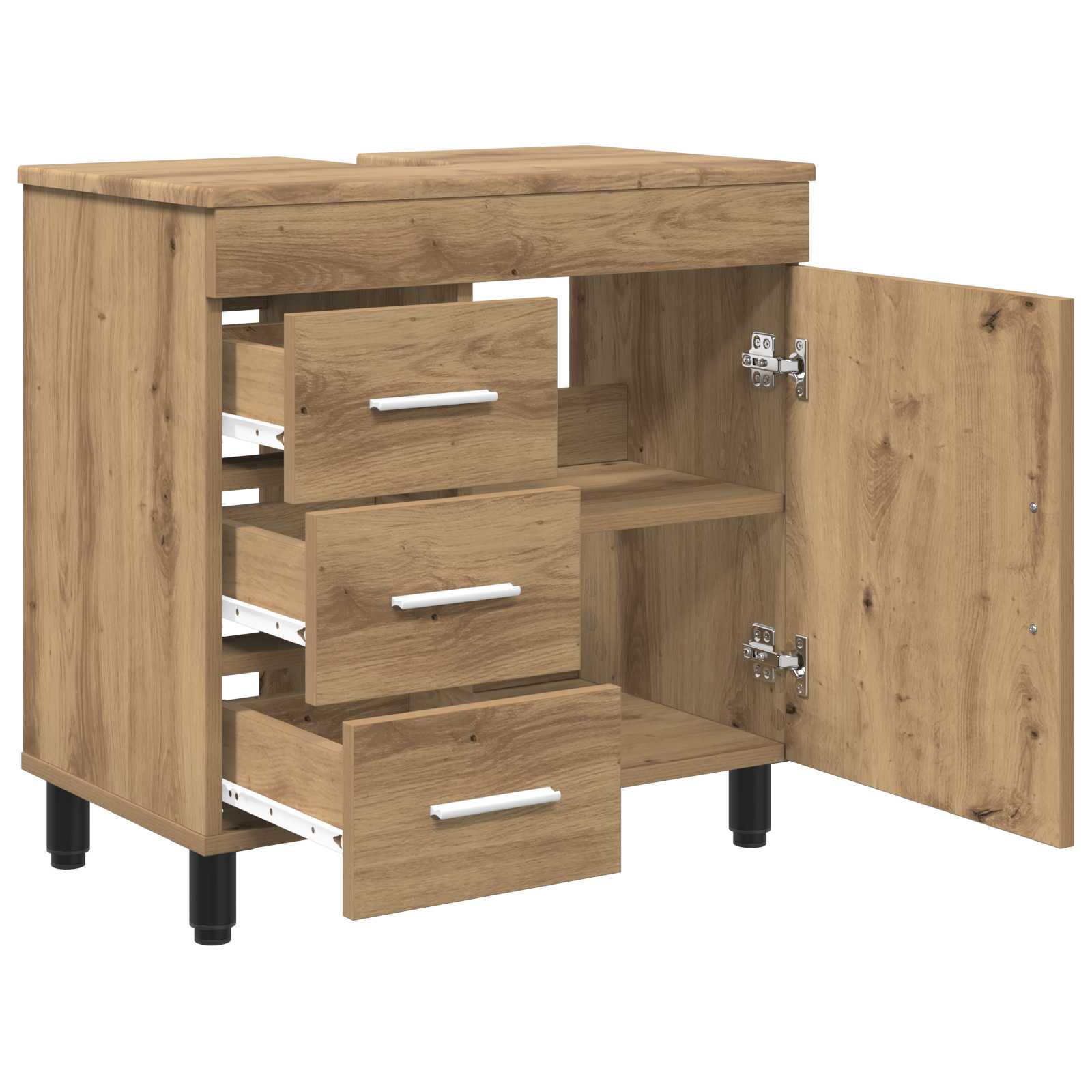 Badkamer Waskom Artisanaal eiken 60 x 35 x 60 cm Bewerkt hout is nu te koop bij PeponiXL, paradijselijk wonen!