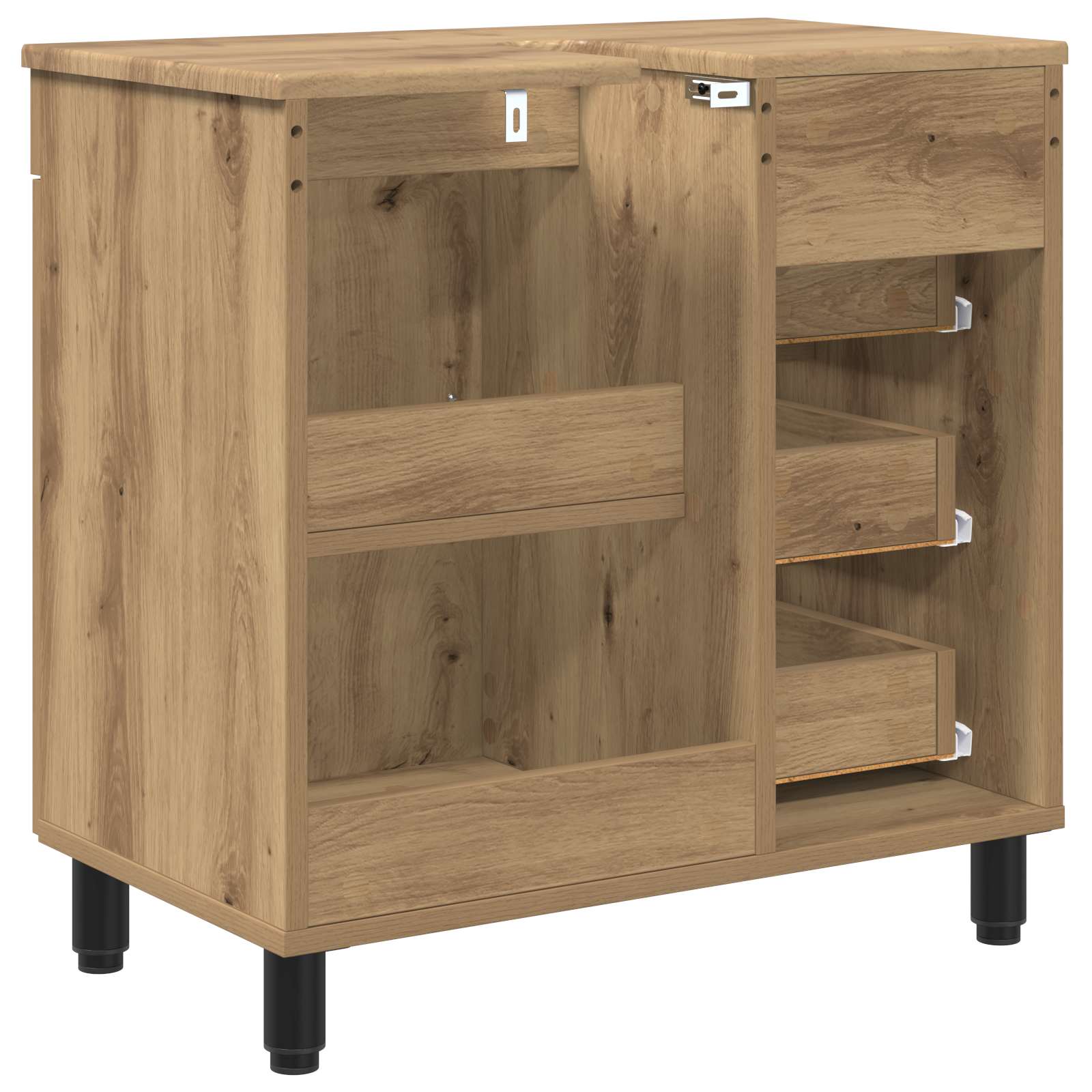 Badkamer Waskom Artisanaal eiken 60 x 35 x 60 cm Bewerkt hout is nu te koop bij PeponiXL, paradijselijk wonen!