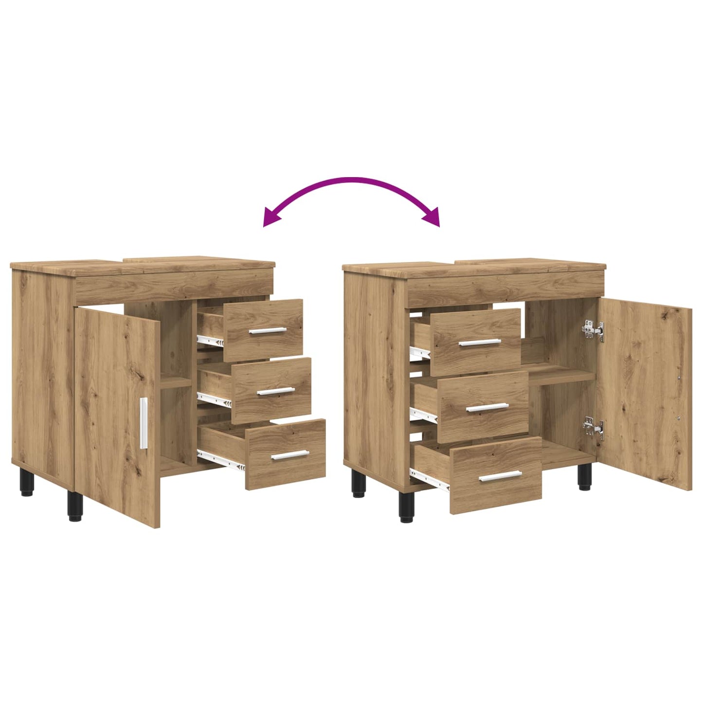 Badkamer Waskom Artisanaal eiken 60 x 35 x 60 cm Bewerkt hout is nu te koop bij PeponiXL, paradijselijk wonen!