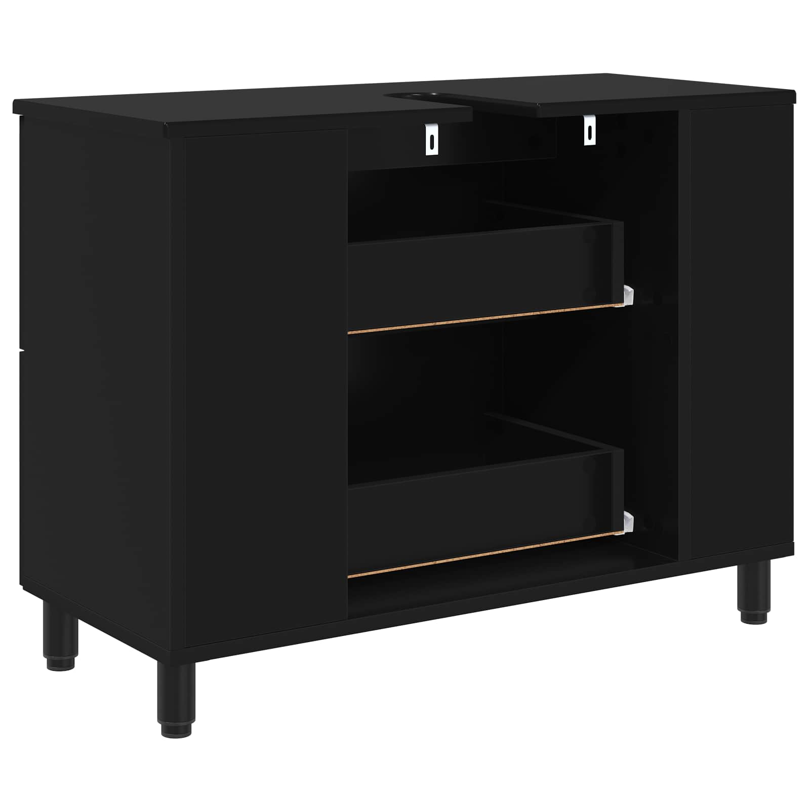 Badkamer Waskom Zwart 80 x 35 x 60 cm Bewerkt hout is nu te koop bij PeponiXL, paradijselijk wonen!