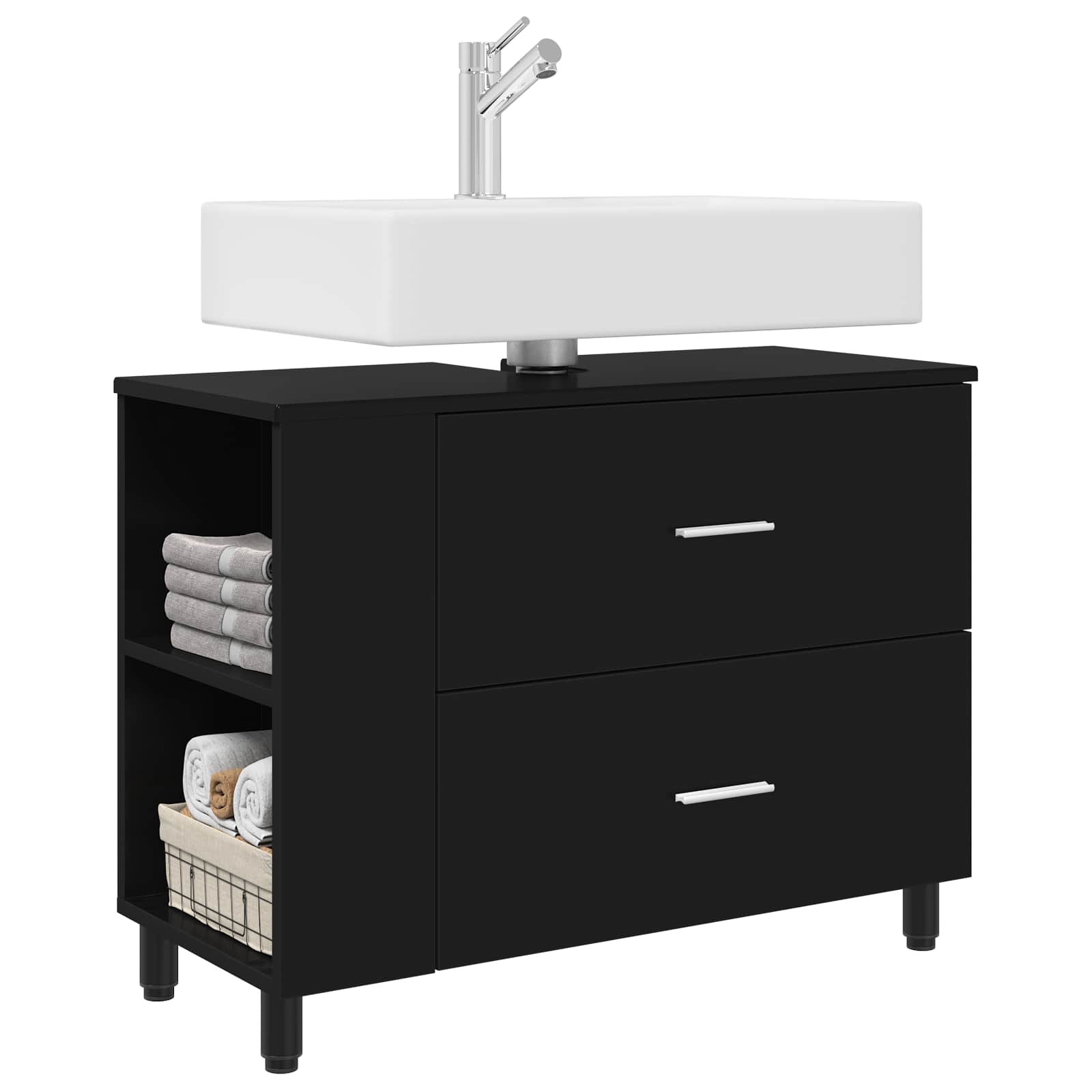 Badkamer Waskom Zwart 80 x 35 x 60 cm Bewerkt hout is nu te koop bij PeponiXL, paradijselijk wonen!