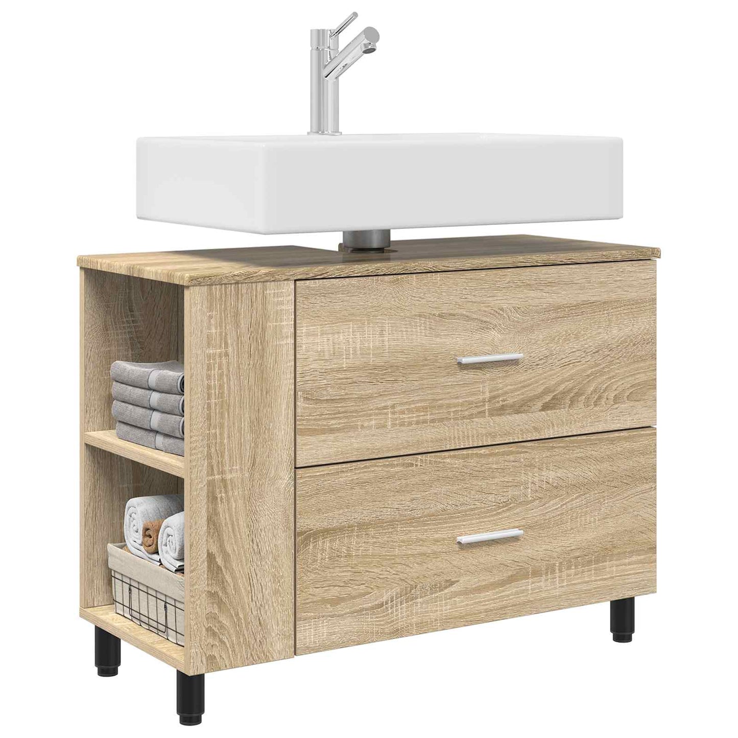 Opbergkast onder de wastafel Sonoma eiken 80 x 35 x 60 cm is nu te koop bij PeponiXL, paradijselijk wonen!