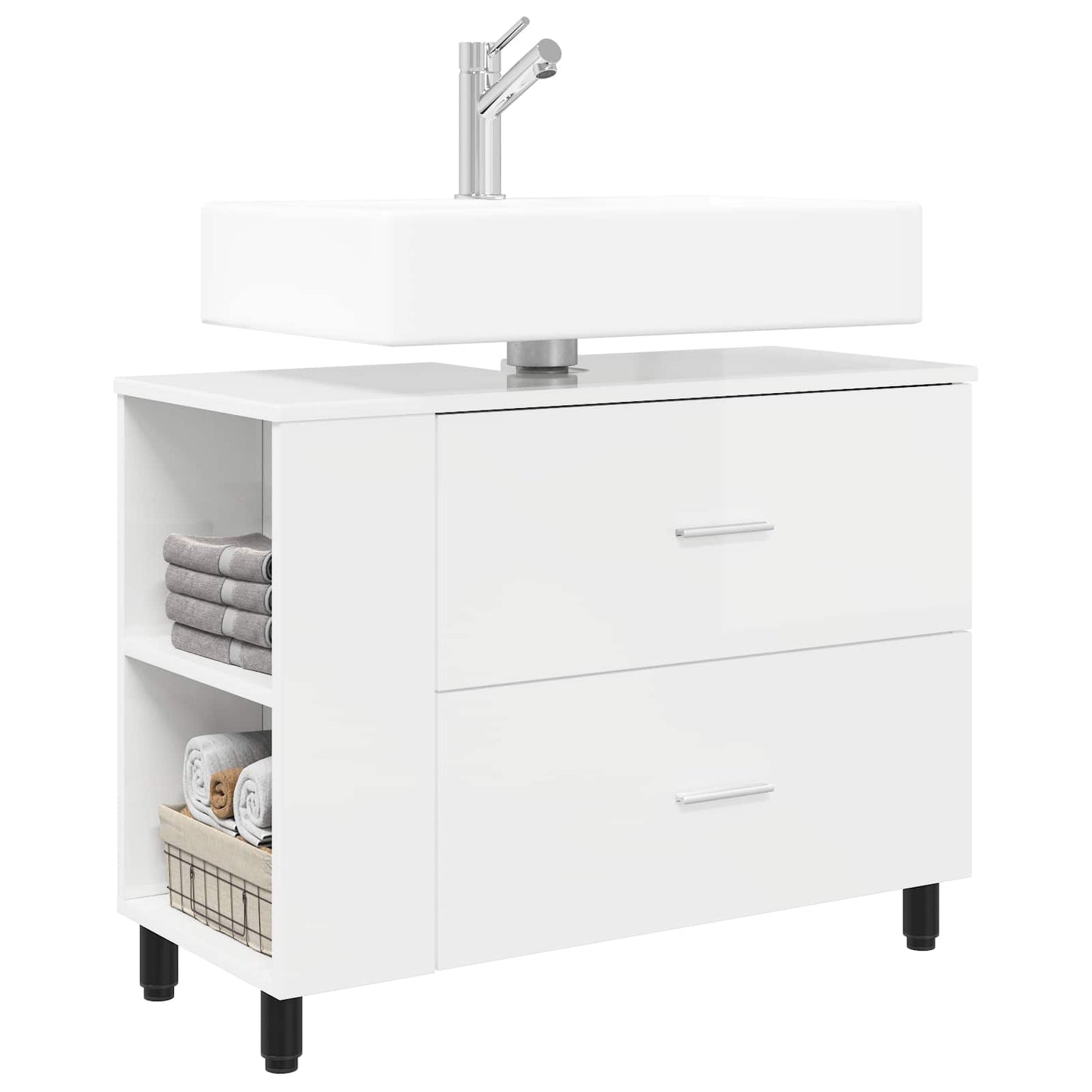 Badkamer Waskom Hoogglans Wit 80 x 35 x 60 cm Bewerkt hout is nu te koop bij PeponiXL, paradijselijk wonen!