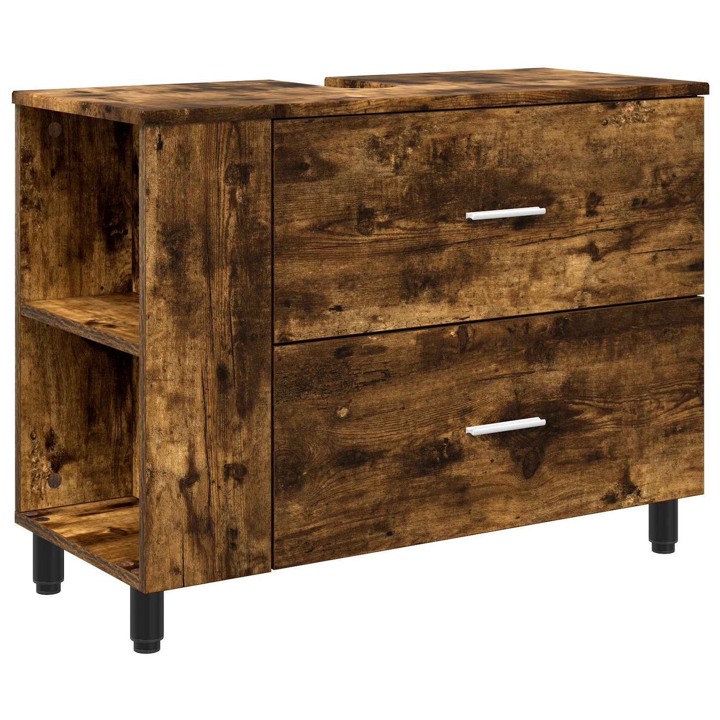 Badkamer Waskom Gerookt eiken 80 x 35 x 60 cm Bewerkt hout is nu te koop bij PeponiXL, paradijselijk wonen!