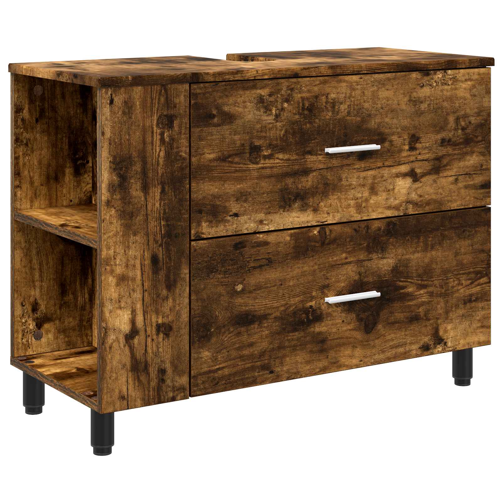 Badkamer Waskom Gerookt eiken 80 x 35 x 60 cm Bewerkt hout is nu te koop bij PeponiXL, paradijselijk wonen!